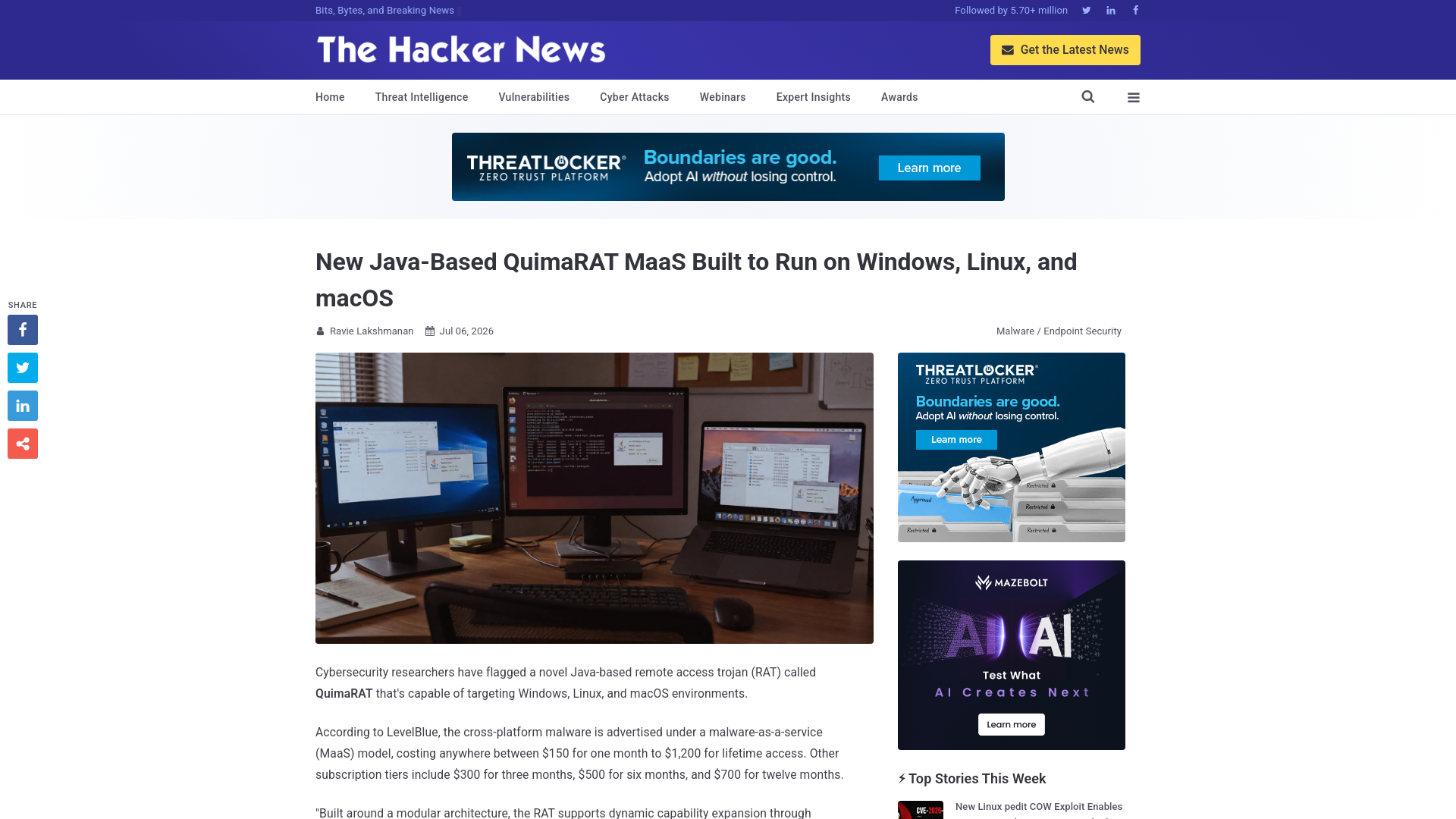 New Java-Based QuimaRAT MaaS Built to Run on Windows, Linux, and macOS