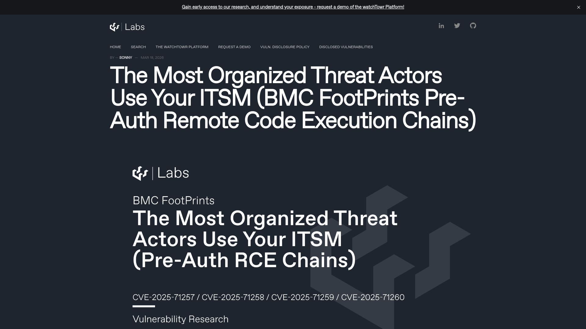 The Most Organized Threat Actors Use Your ITSM (BMC FootPrints Pre-Auth Remote Code Execution Chains)
