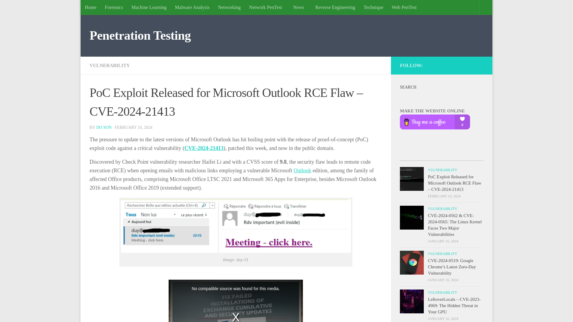 PoC Exploit Released for Microsoft Outlook RCE Flaw - CVE-2024-21413