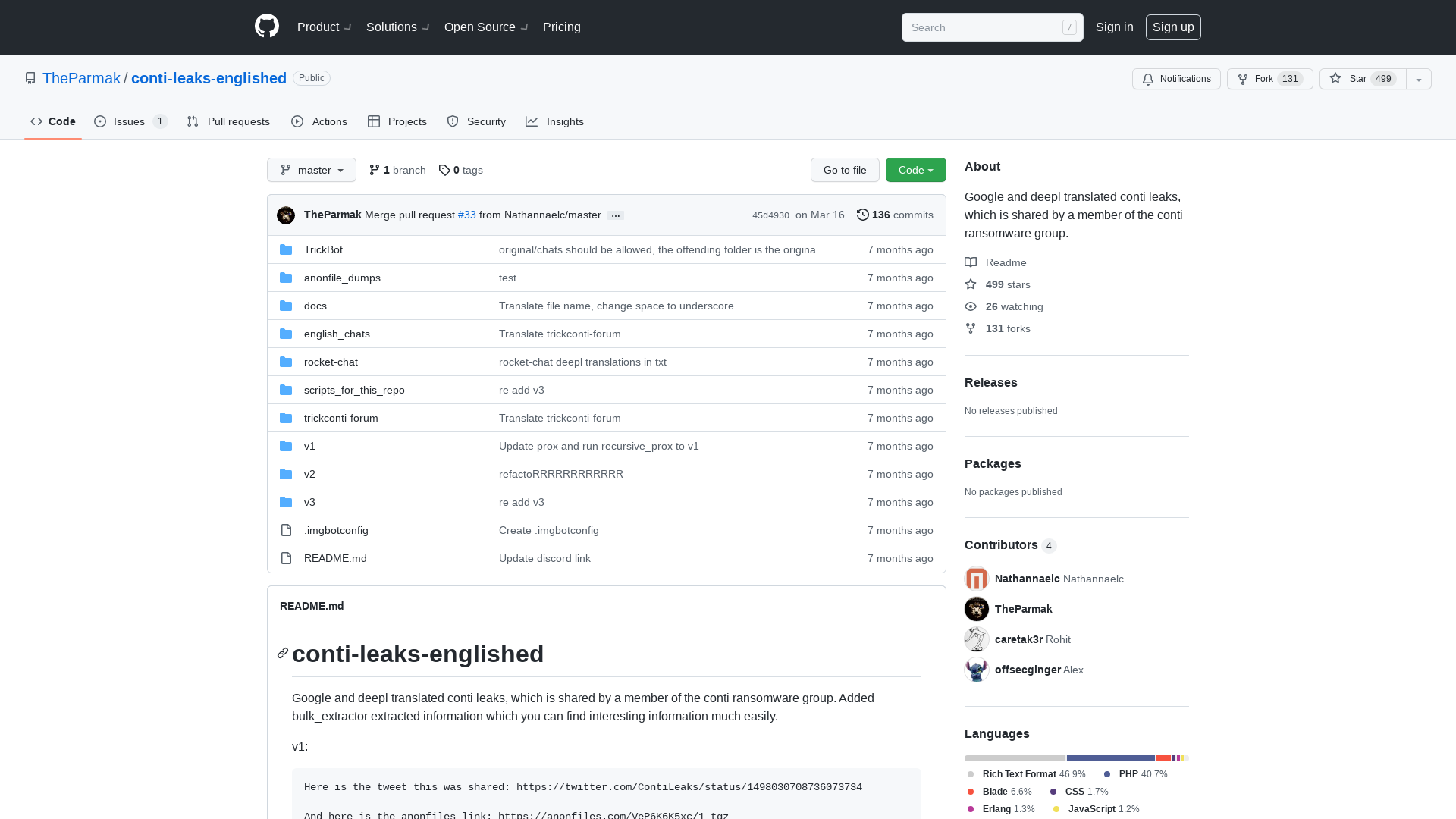 GitHub - TheParmak/conti-leaks-englished: Google and deepl translated conti leaks, which is shared by a member of the conti ransomware group.