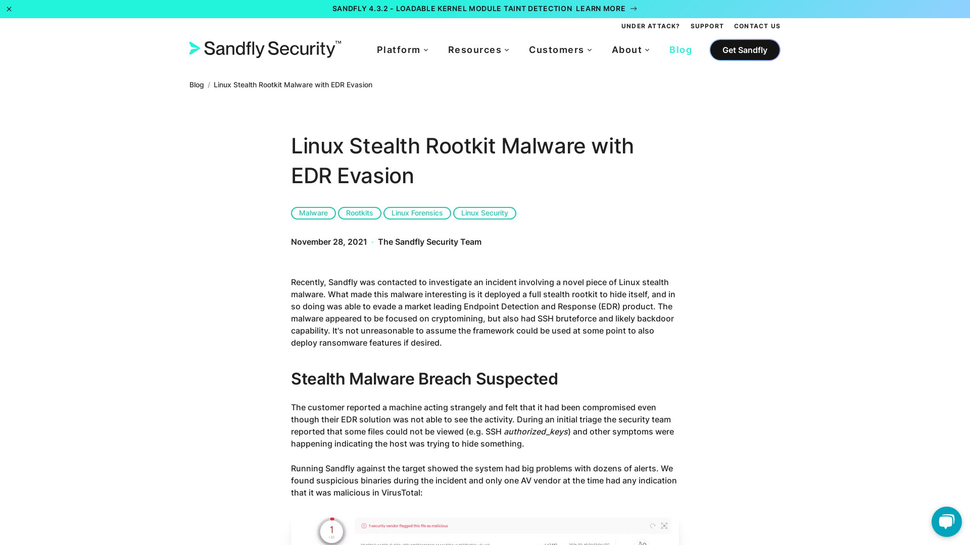 Linux Stealth Rootkit Malware with EDR Evasion