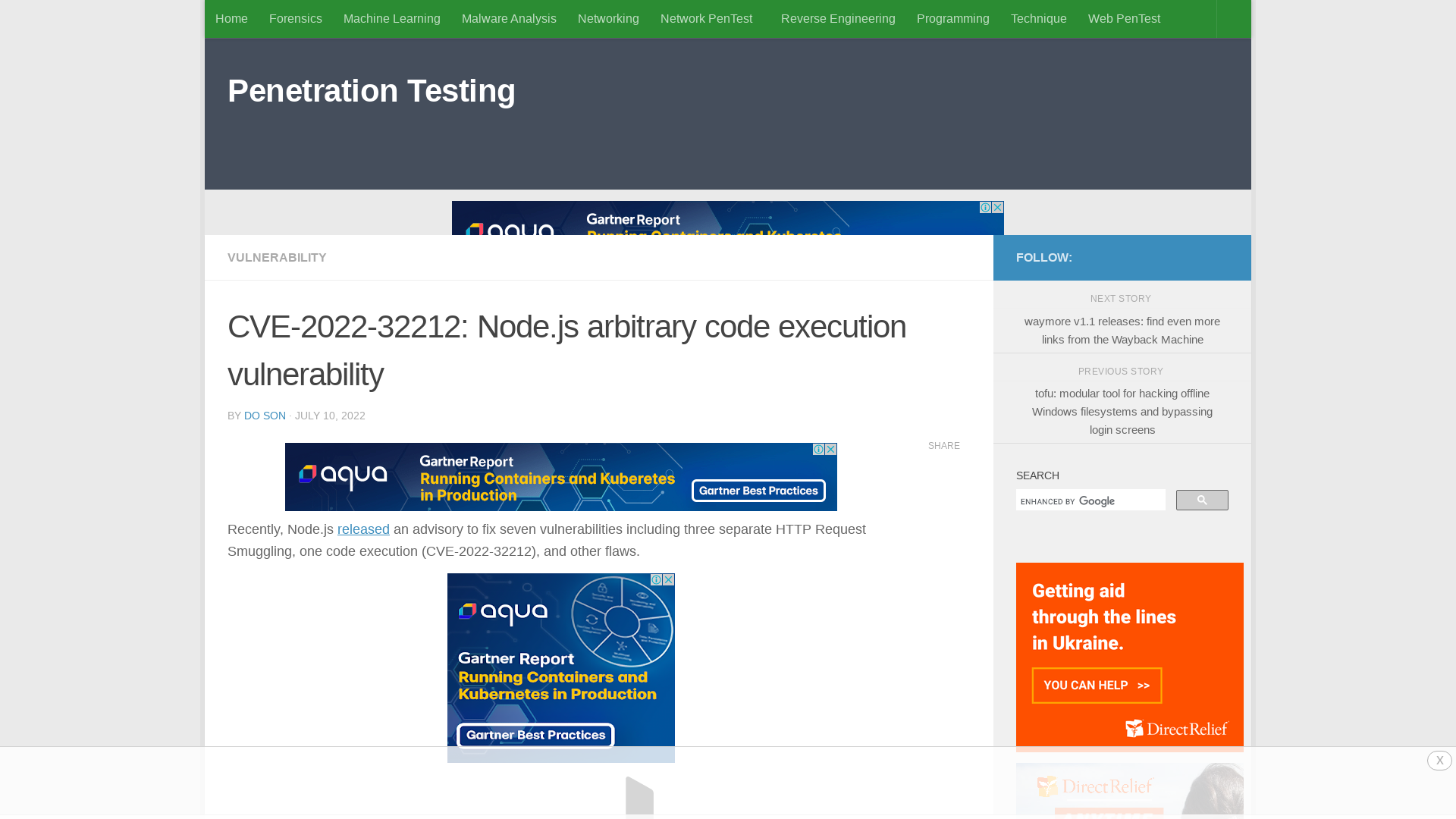 CVE-2022-32212: Node.js arbitrary code execution vulnerability