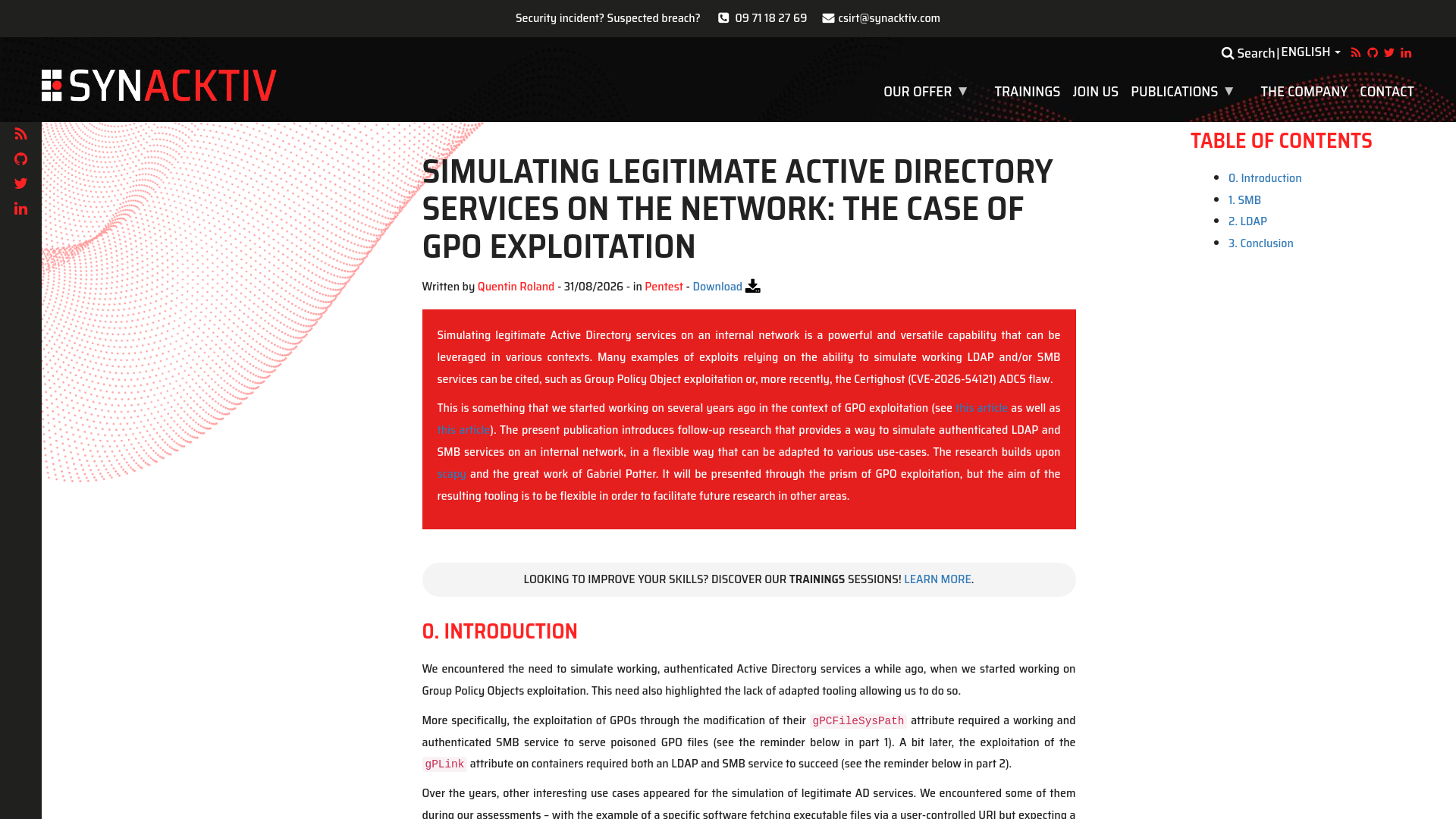 Simulating legitimate Active Directory services on the network: the