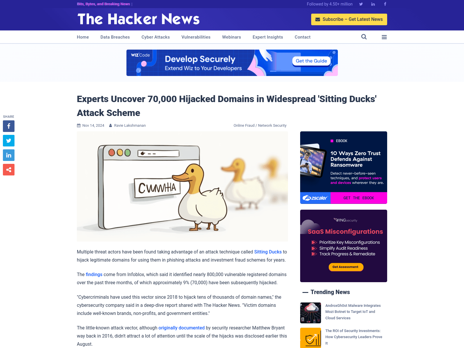 Experts Uncover 70,000 Hijacked Domains in Widespread 'Sitting Ducks' Attack Scheme