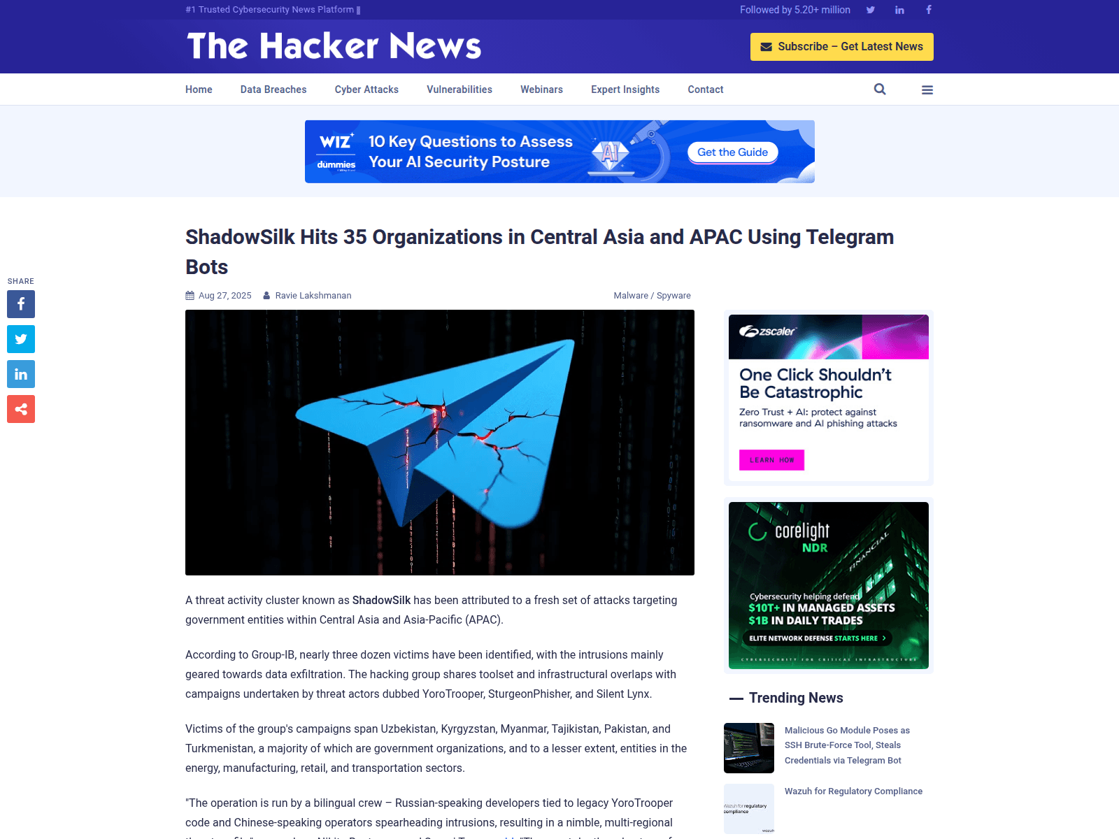 ShadowSilk Hits 35 Organizations in Central Asia and APAC Using Telegram Bots