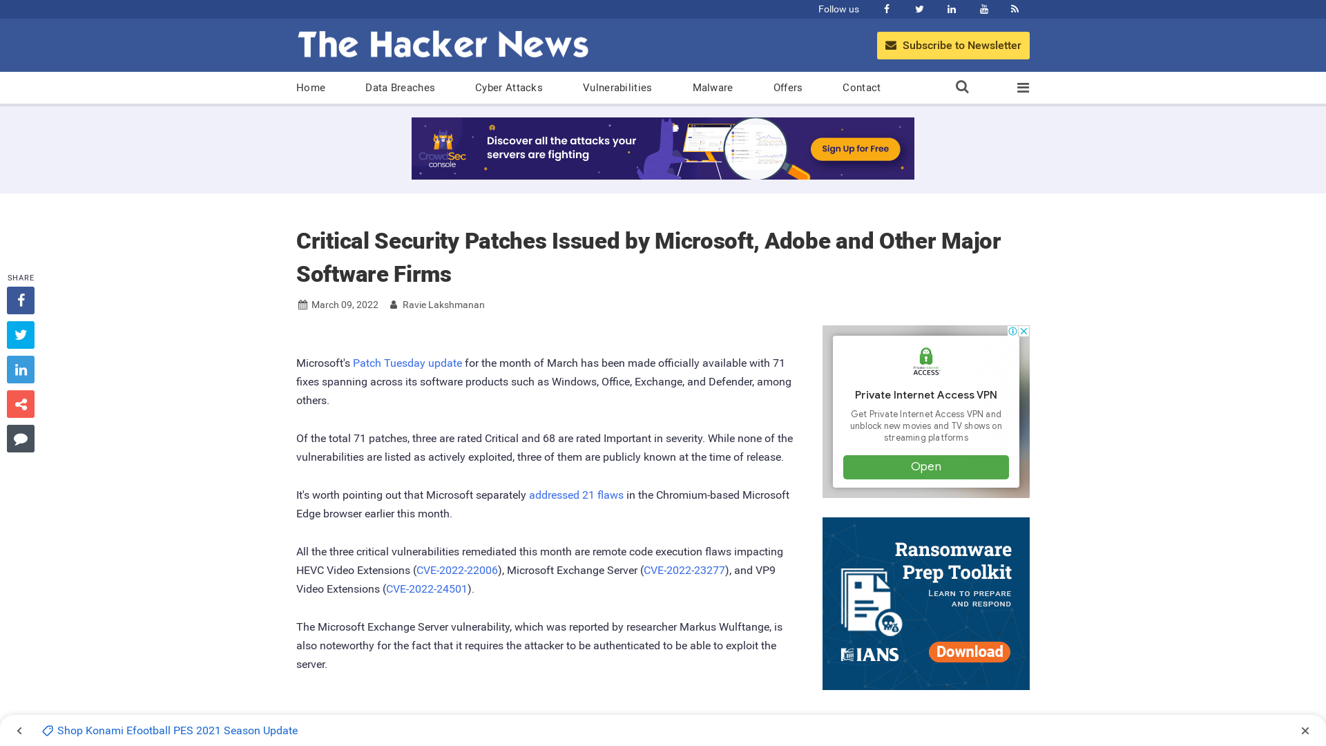 Critical Security Patches Issued by Microsoft, Adobe and Other Major Software Firms