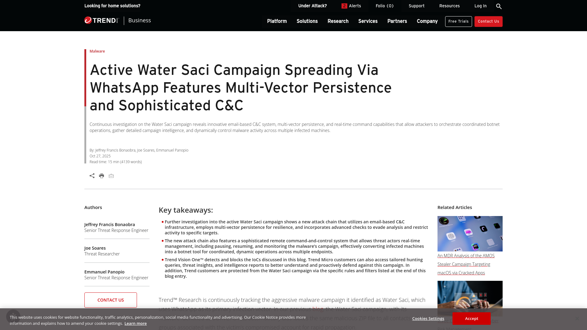 Active Water Saci Campaign Spreading Via WhatsApp Features Multi-Vector Persistence and Sophisticated C&C | Trend Micro (US)