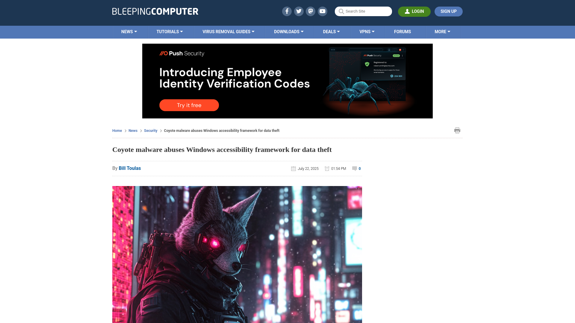 Coyote malware abuses Windows accessibility framework for data theft