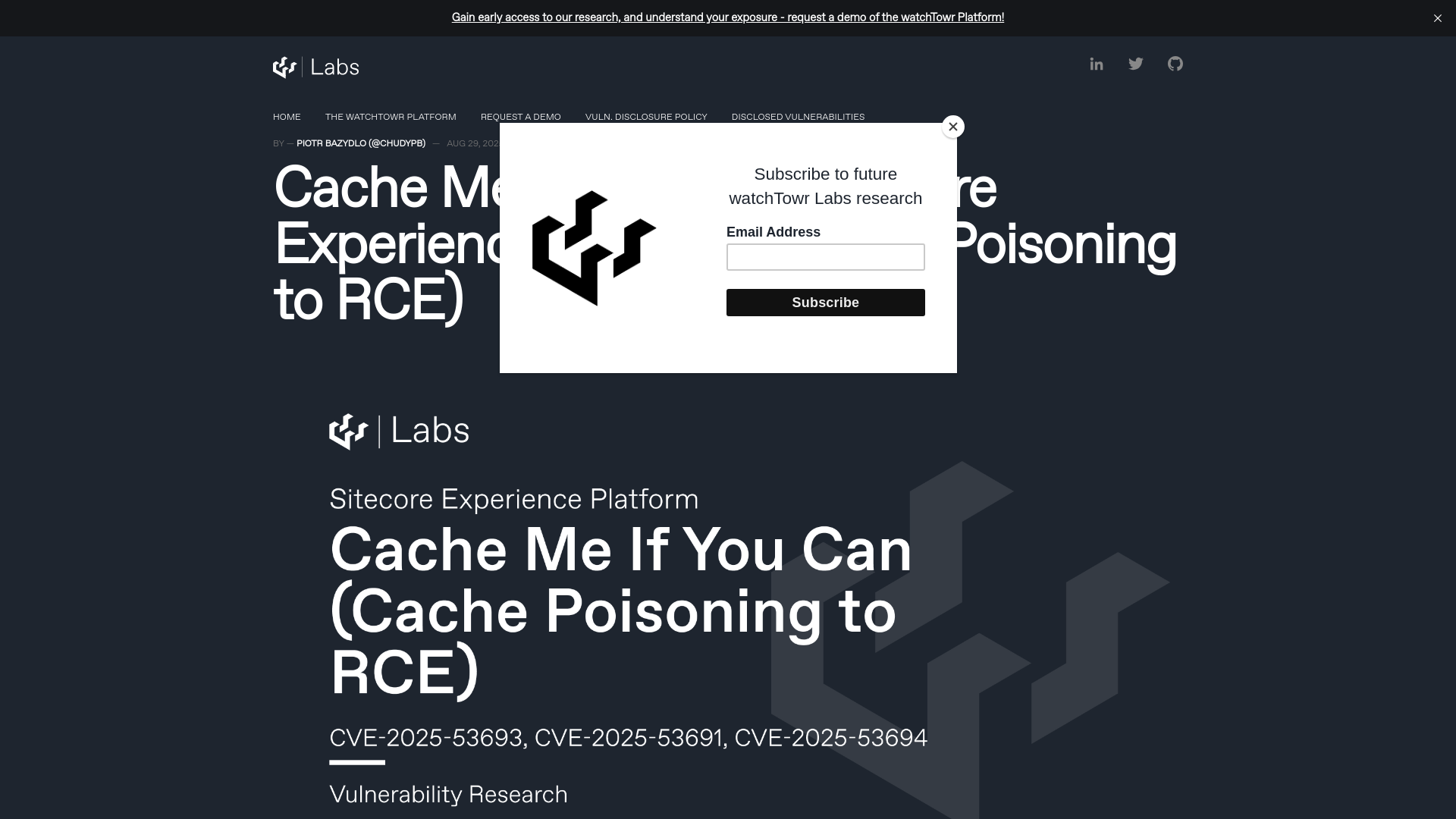 Cache Me If You Can (Sitecore Experience Platform Cache Poisoning to RCE)