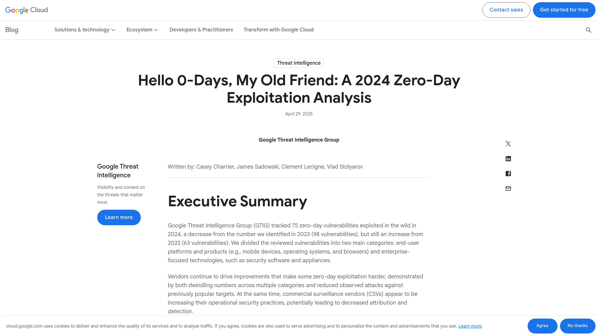 Hello 0-Days, My Old Friend: A 2024 Zero-Day Exploitation Analysis | Google Cloud Blog
