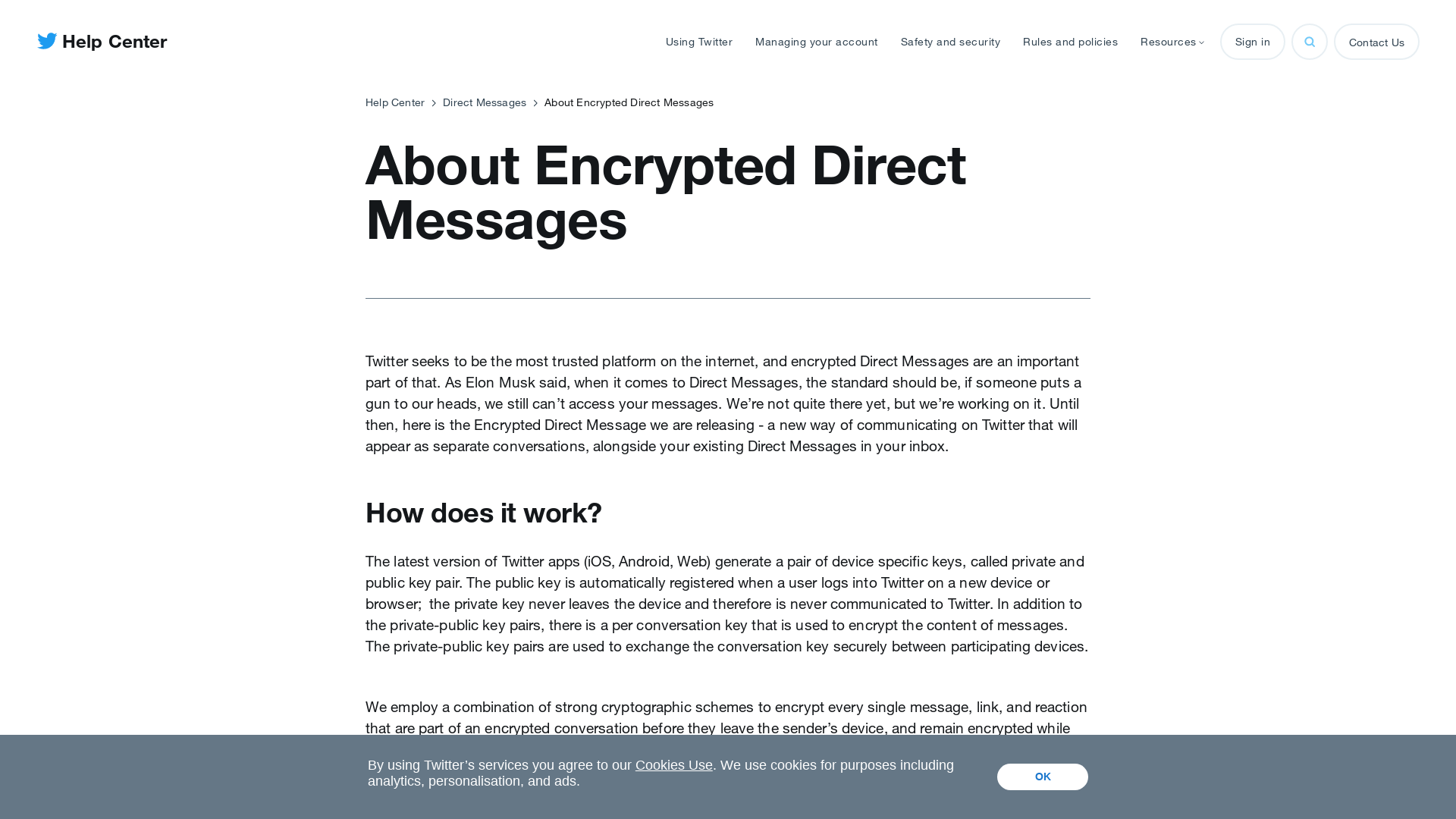 About Encrypted Direct Messages – DMs | Twitter Help