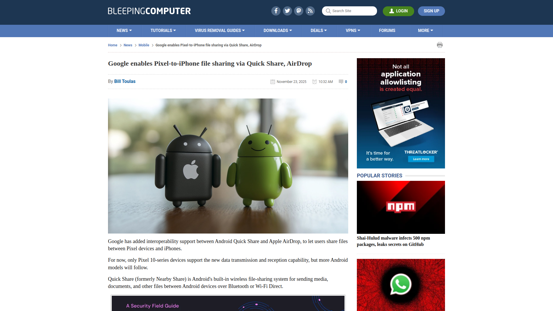 Google enables Pixel-to-iPhone file sharing via Quick Share, AirDrop