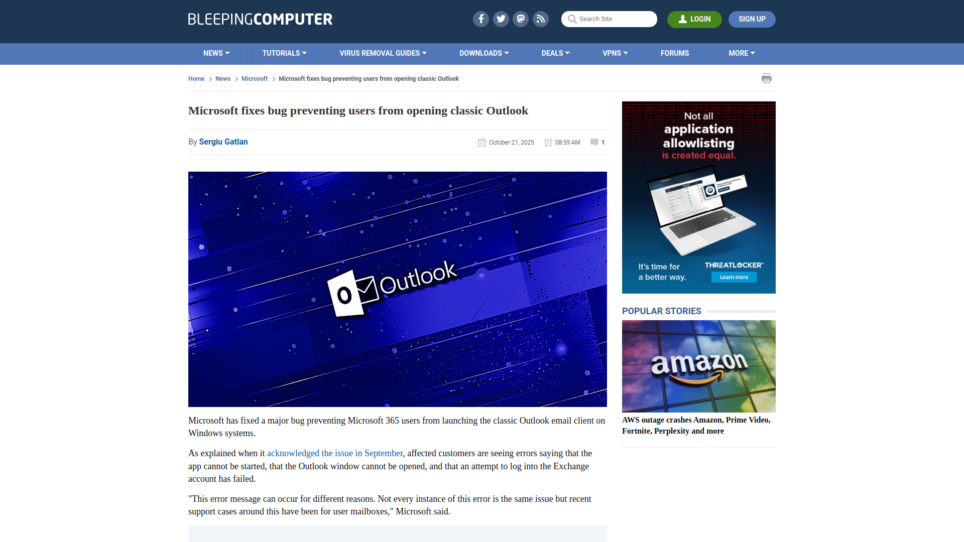 Microsoft fixes bug preventing users from opening classic Outlook