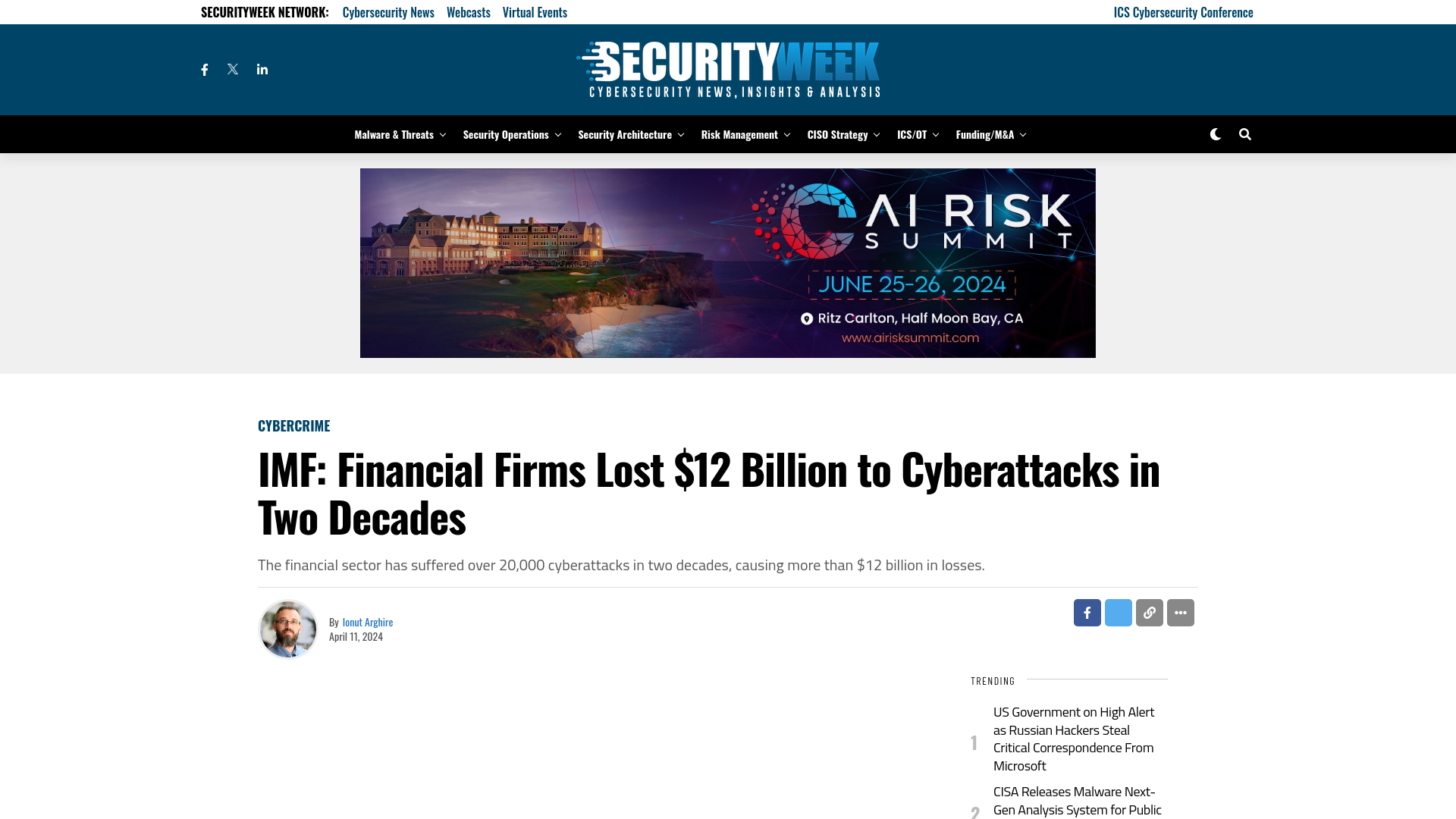 IMF: Financial Firms Lost $12 Billion to Cyberattacks in Two Decades - SecurityWeek