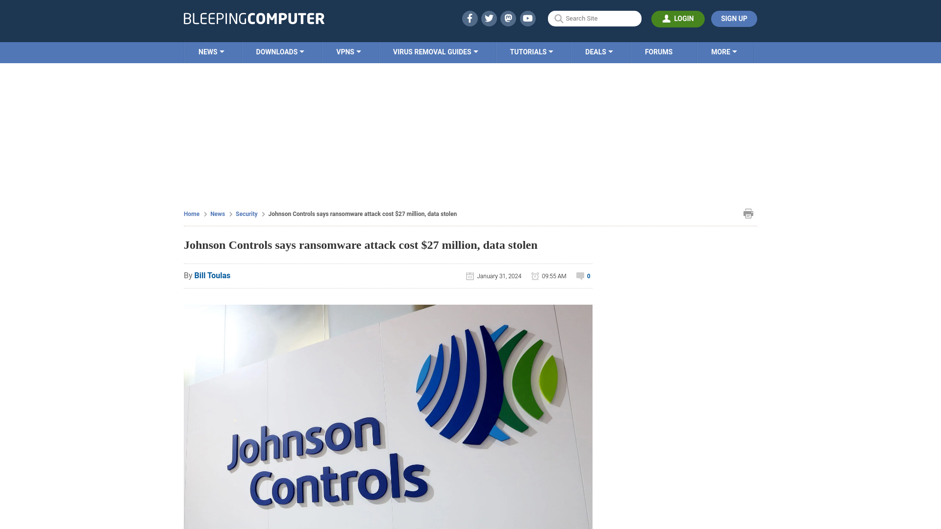 Johnson Controls says ransomware attack cost $27 million, data stolen