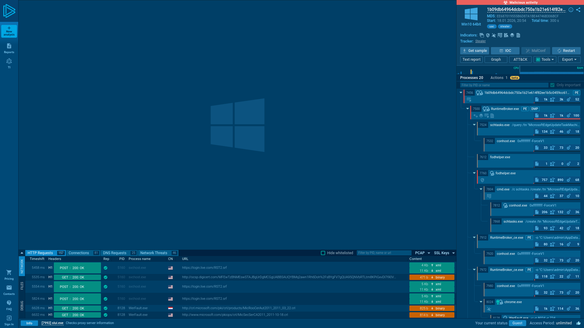 Analysis 1b09db64964dcbdc750a1b21e614f82ee1b5c0459cc611036ec5b4c56b19bf96 (MD5: EE687019555B6D87A1BE44746B306BCF) Malicious activity - Interactive analysis ANY.RUN