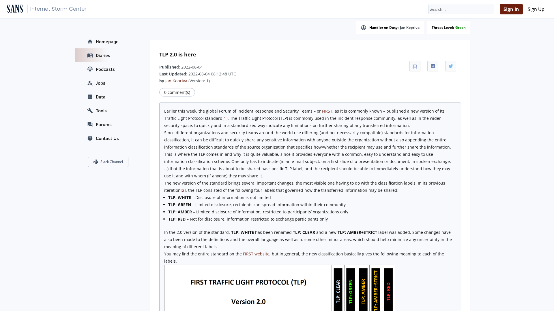 InfoSec Handlers Diary Blog - SANS Internet Storm Center
