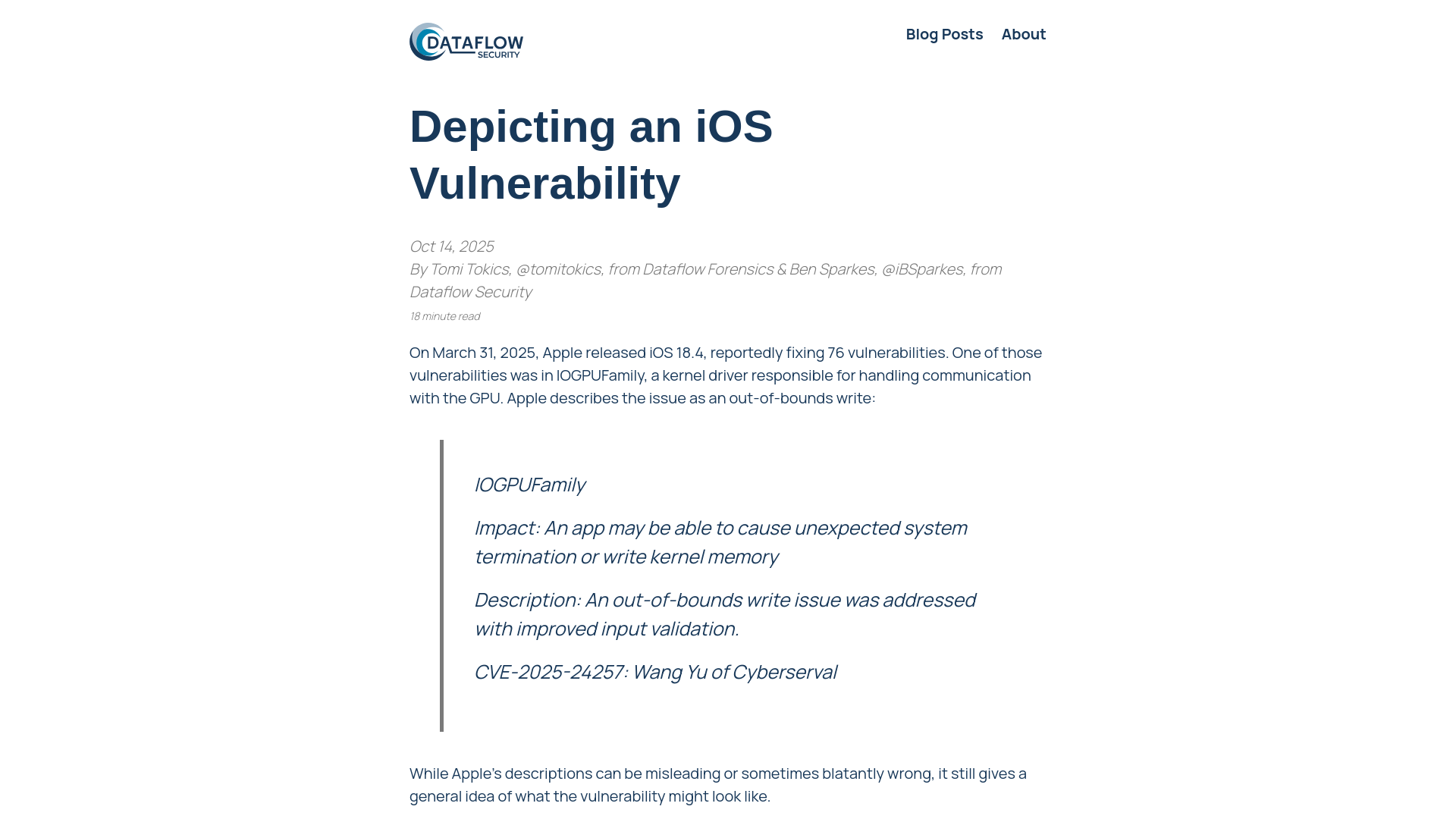 Depicting an iOS Vulnerability – DFSEC Research