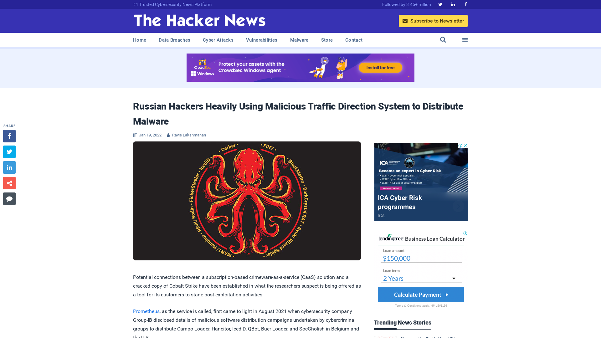Russian Hackers Heavily Using Malicious Traffic Direction System to Distribute Malware