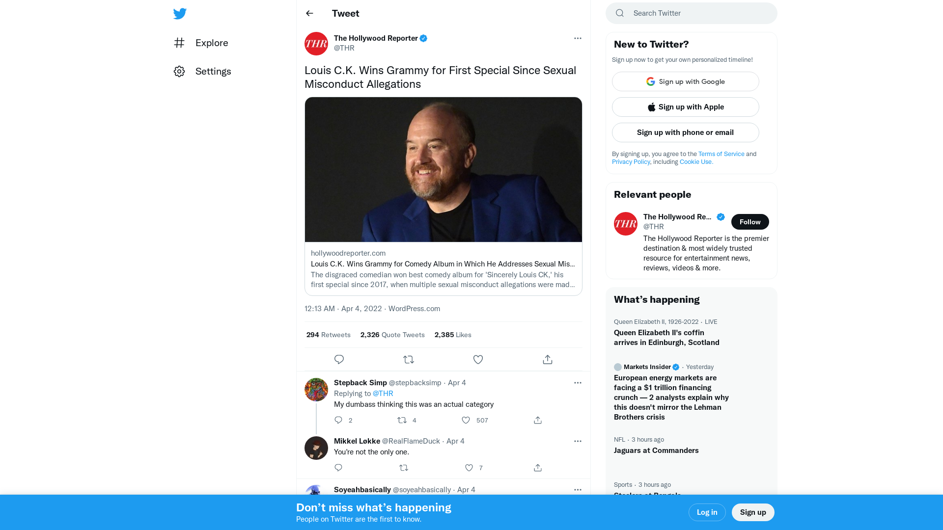 The Hollywood Reporter on Twitter: "Louis C.K. Wins Grammy for First Special Since Sexual Misconduct Allegations https://t.co/DKU9eeYMN0" / Twitter