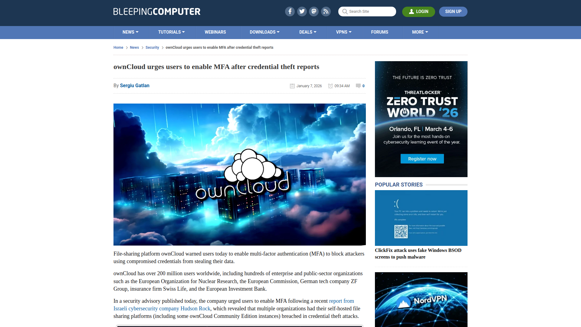 ownCloud urges users to enable MFA after credential theft reports
