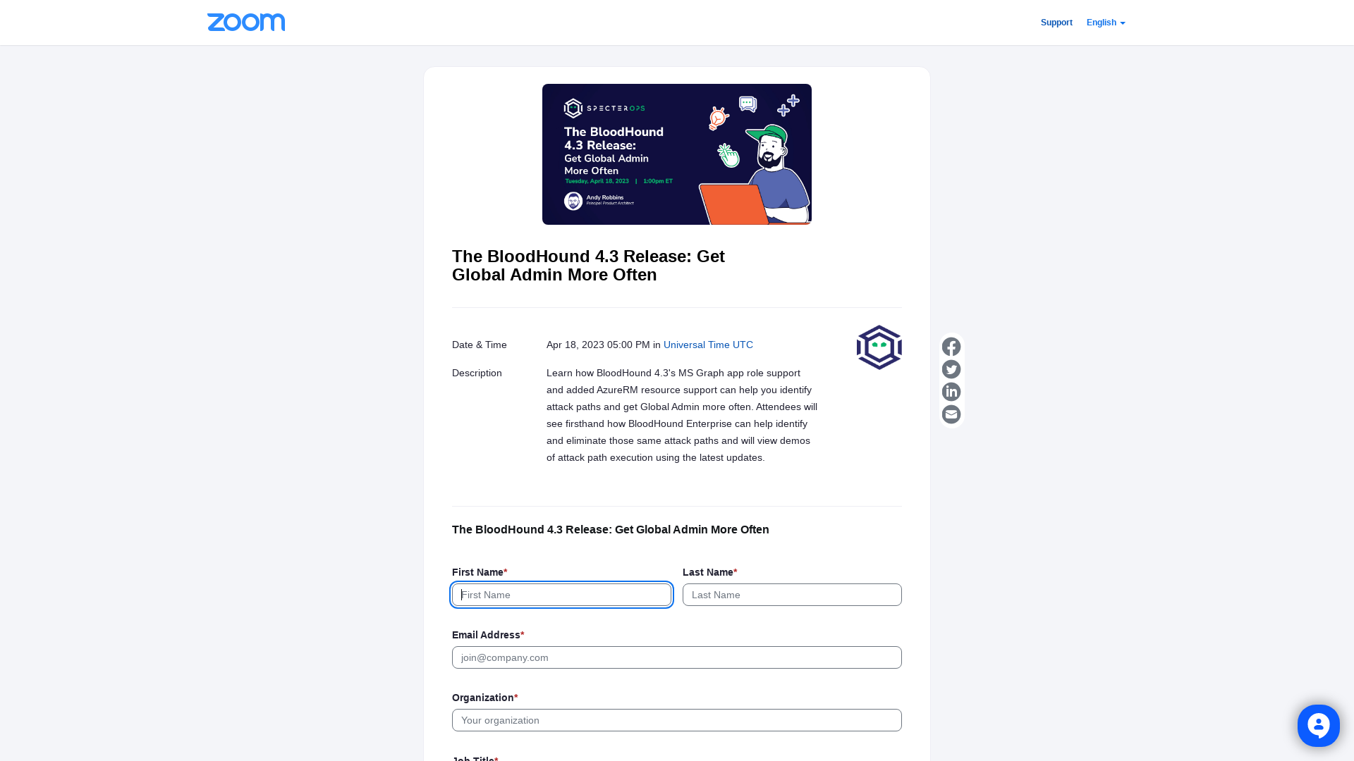 Webinar Registration - Zoom