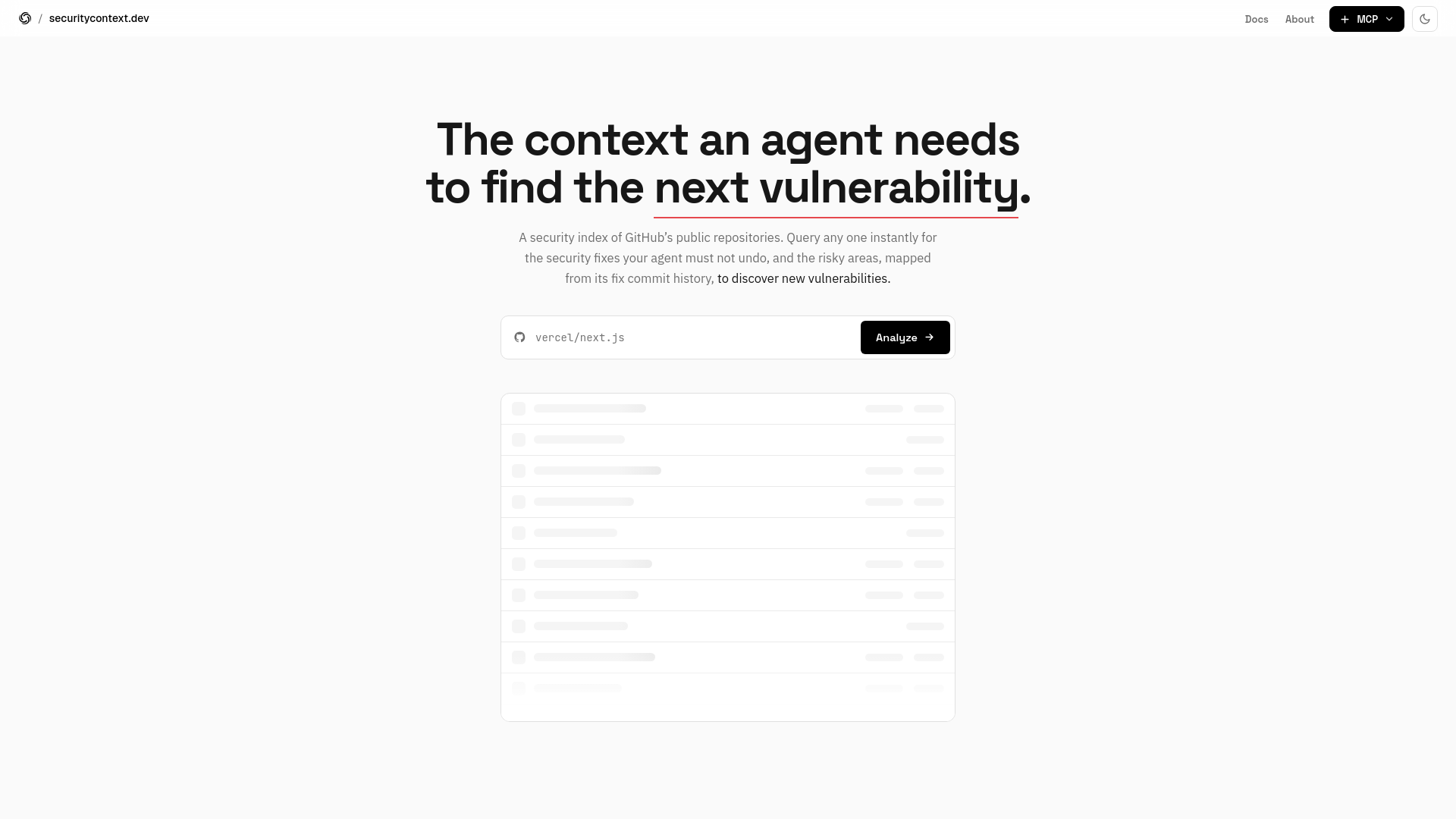 Security Context: the context to find the next vulnerability