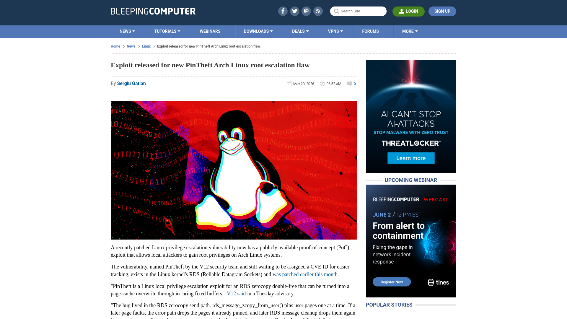Exploit released for new PinTheft Arch Linux root escalation flaw