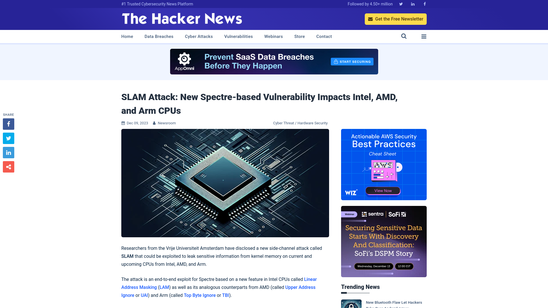 SLAM Attack: New Spectre-based Vulnerability Impacts Intel, AMD, and Arm CPUs