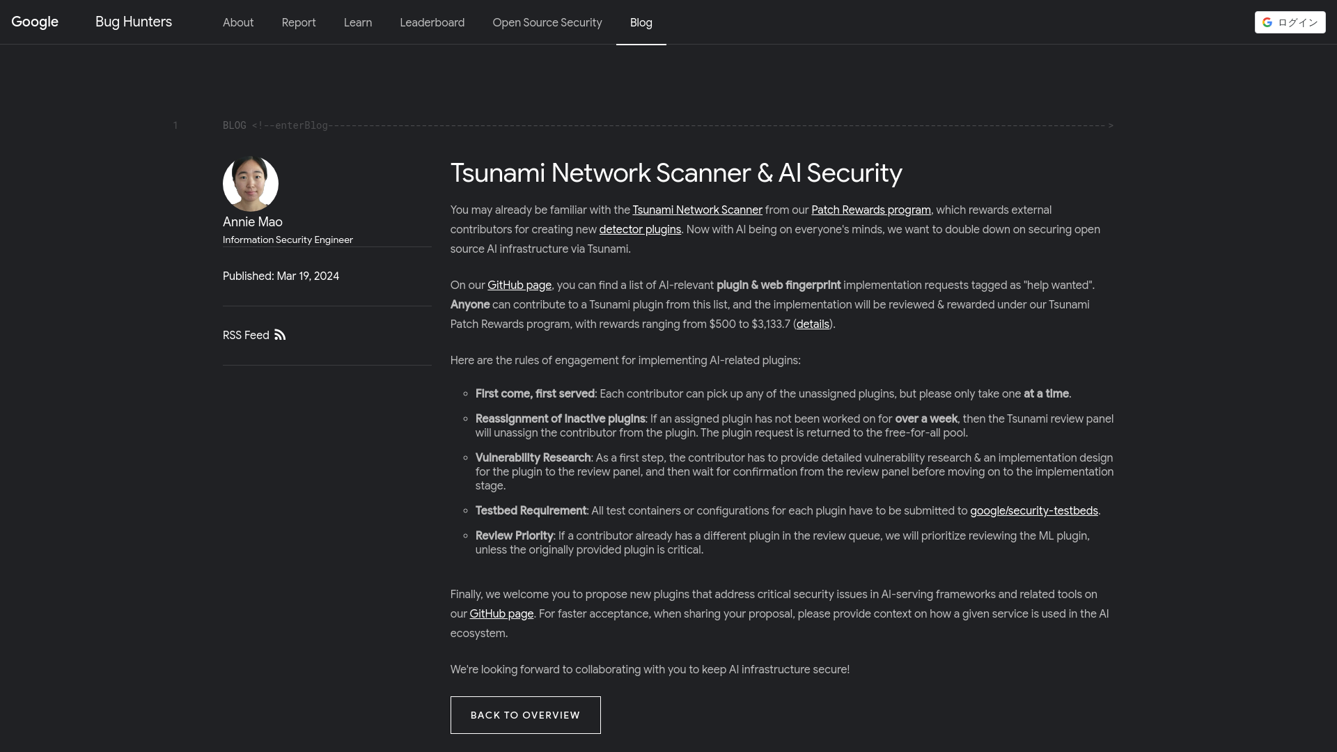 Tsunami Network Scanner & AI Security - Google Bug Hunters