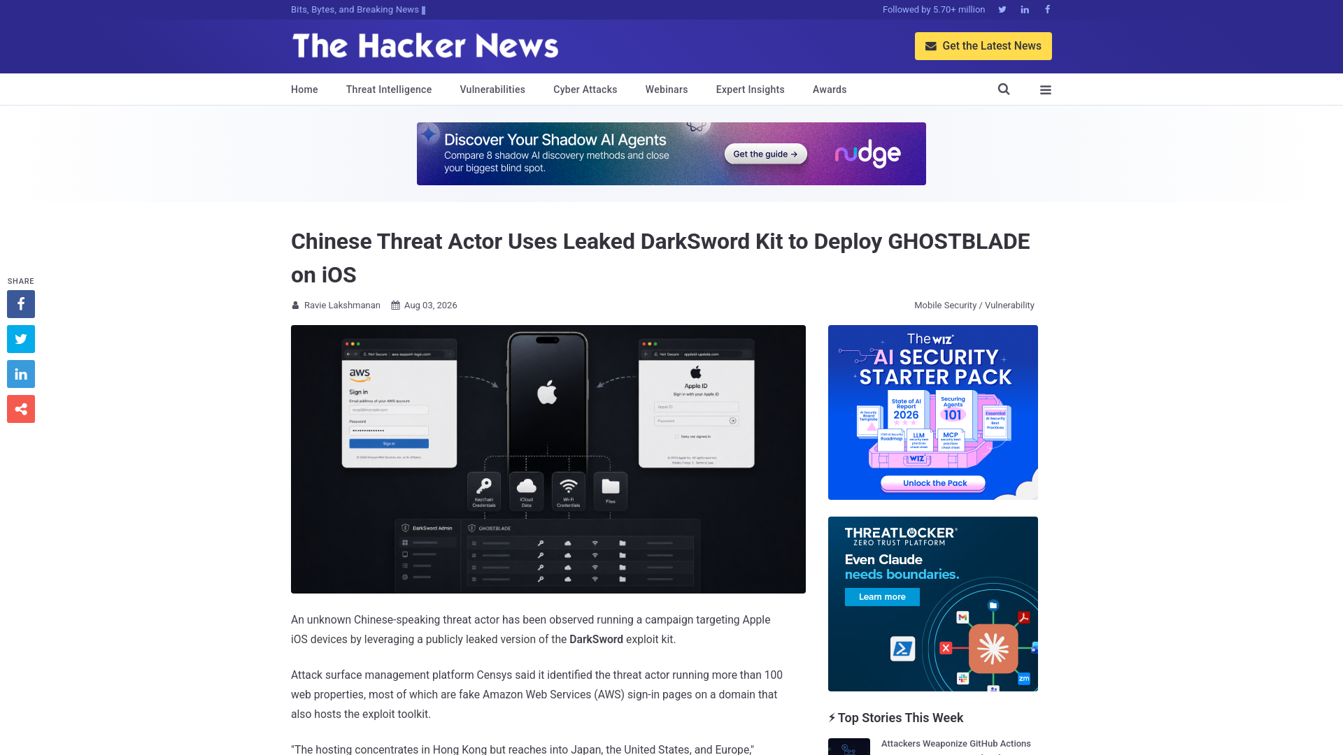 Chinese Threat Actor Uses Leaked DarkSword Kit to Deploy GHOSTBLADE on iOS