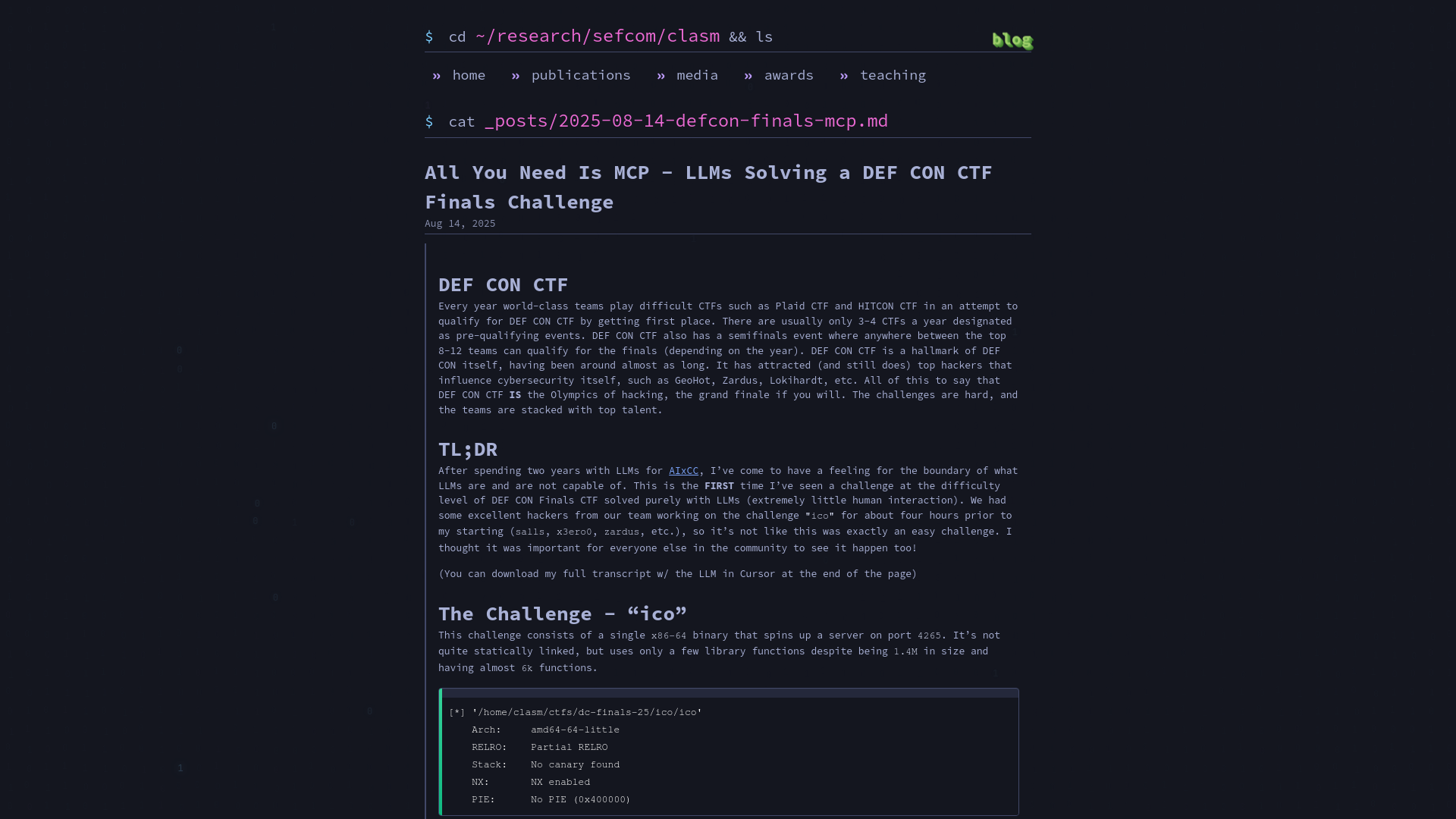 All You Need Is MCP - LLMs Solving a DEF CON CTF Finals Challenge - Wil Gibbs