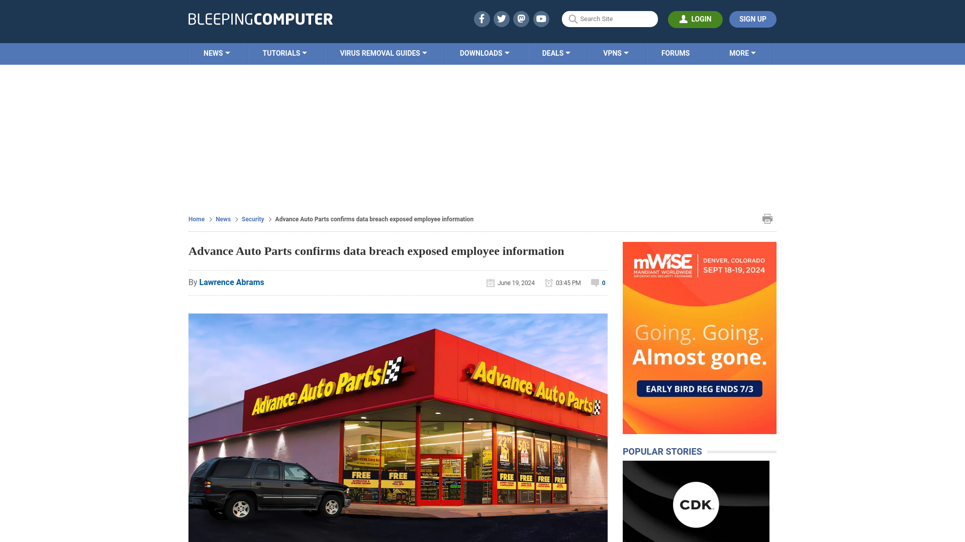 Advance Auto Parts confirms data breach exposed employee information