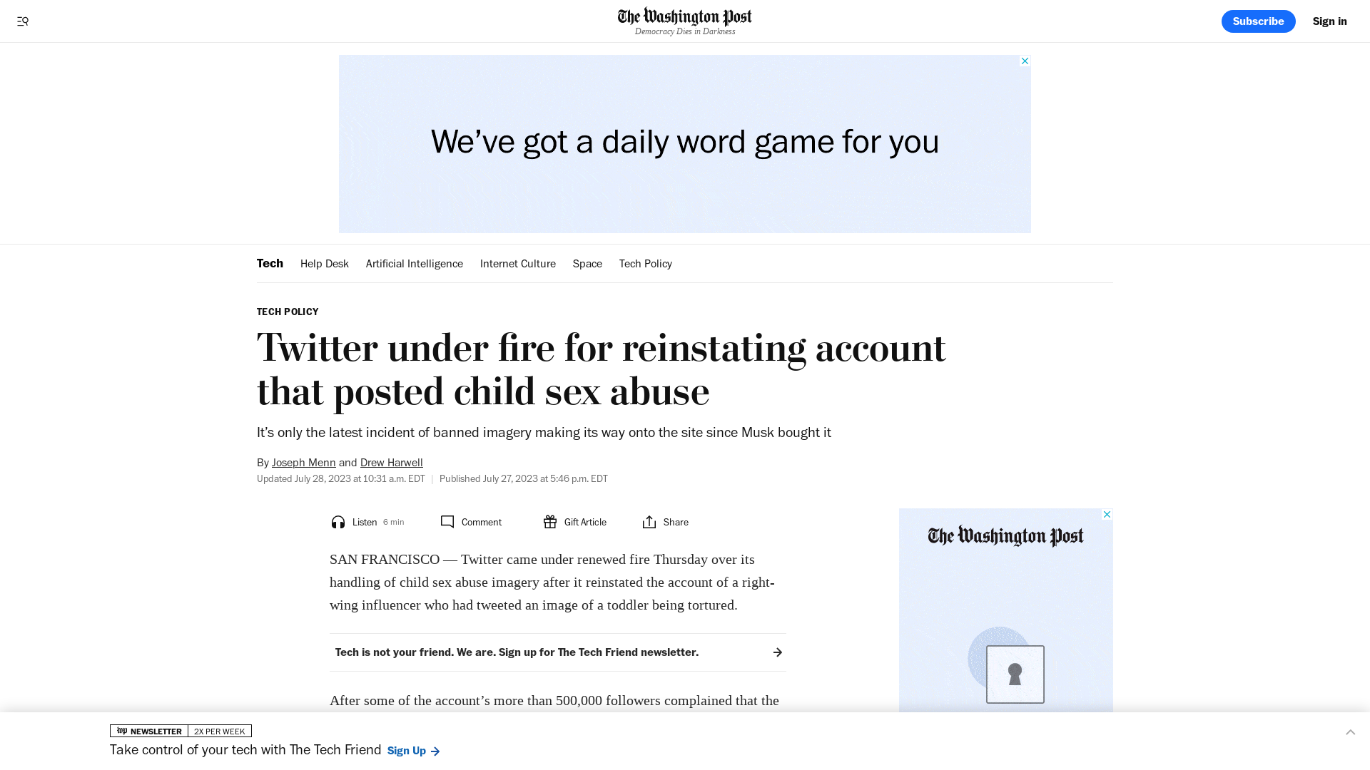 Twitter unbans account that posted child sexual abuse, despite policy - The Washington Post