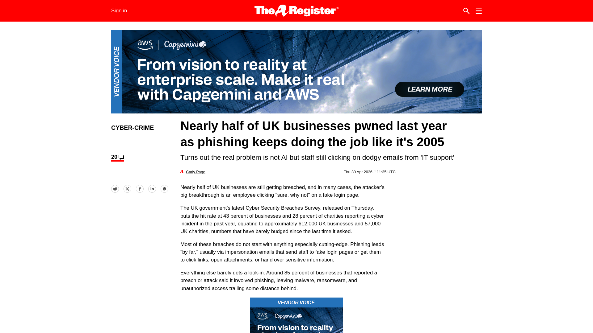 UK business breach rate stuck at 43%... blame the phishing • The Register