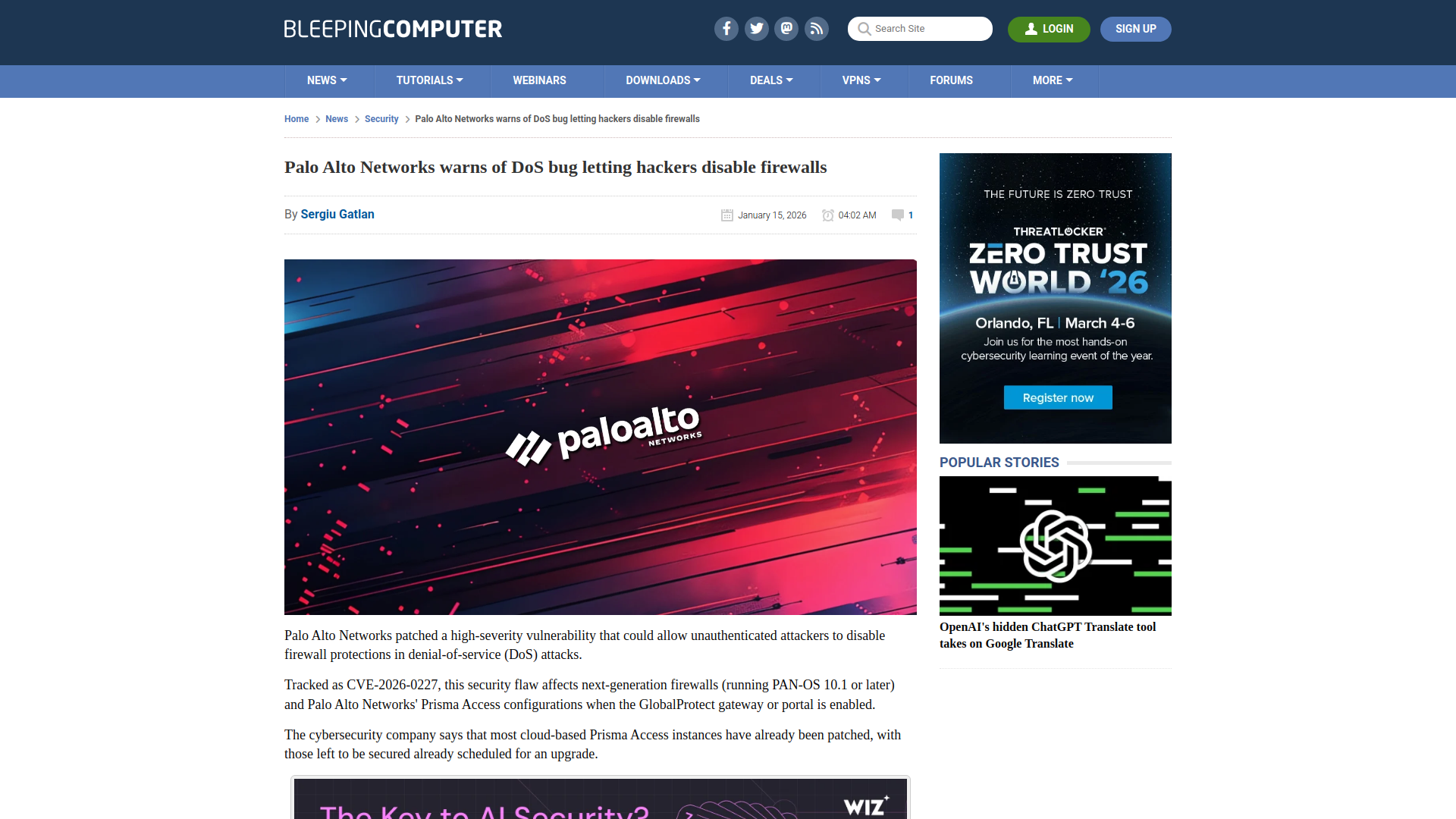 Palo Alto Networks warns of DoS bug letting hackers disable firewalls