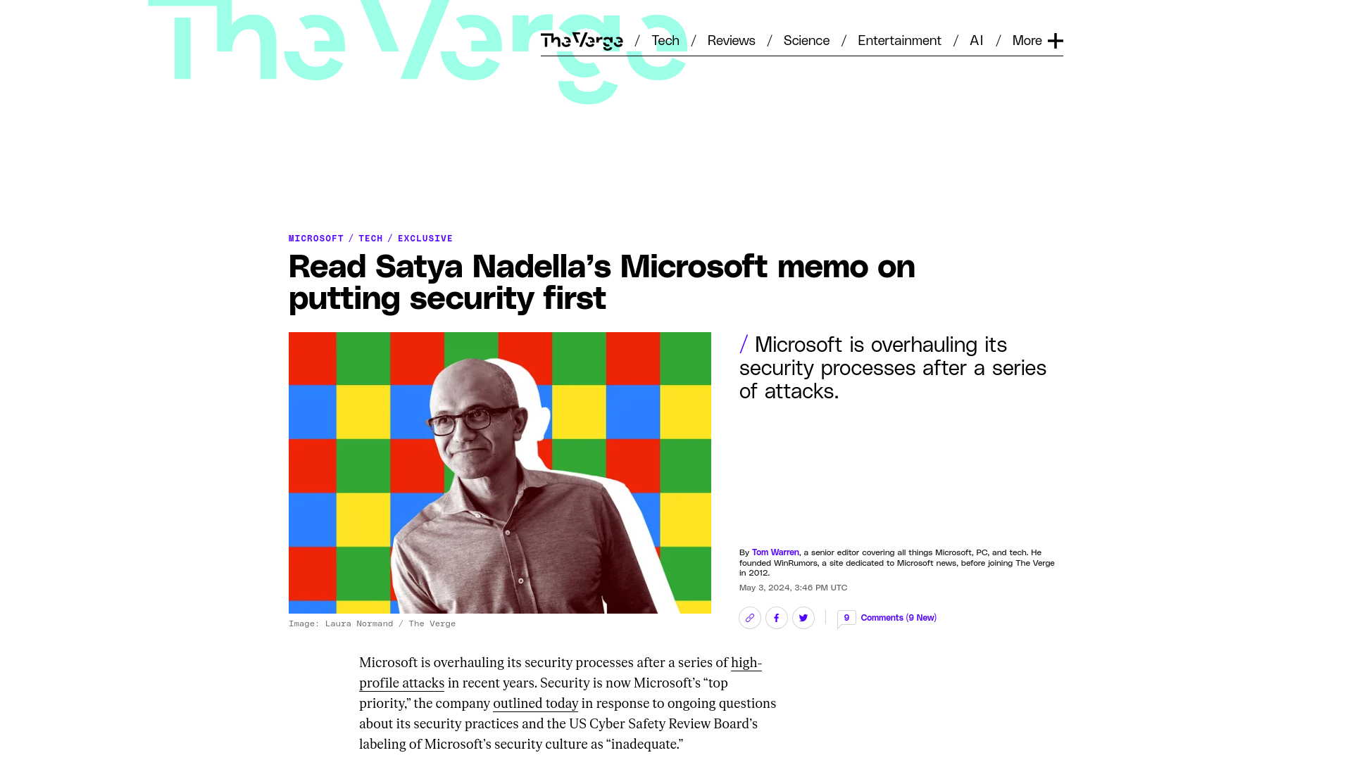 Read Satya Nadella’s Microsoft memo on putting security first - The Verge