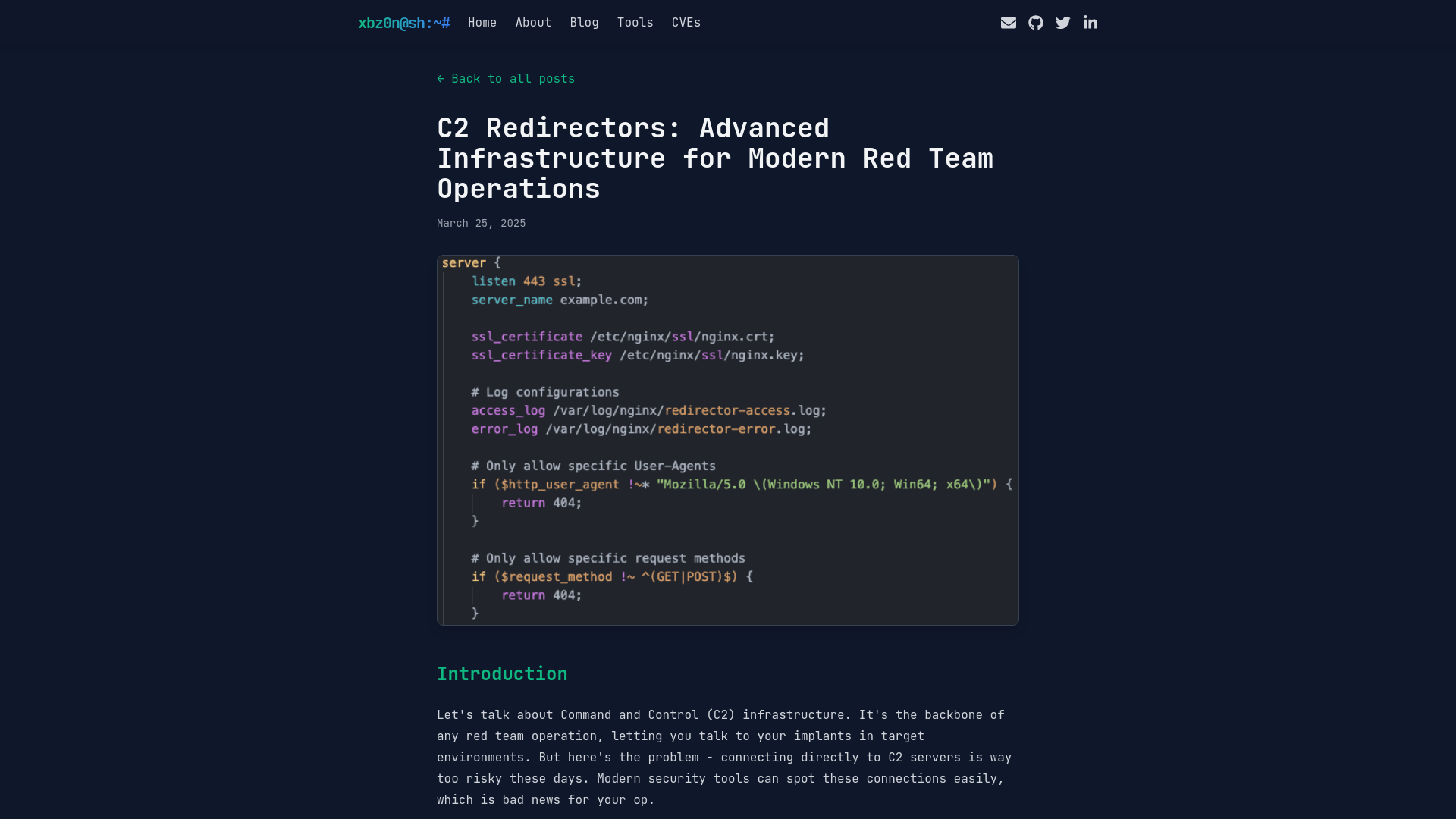 xbz0n@sh:~# C2 Redirectors: Advanced Infrastructure for Modern Red Team Operations