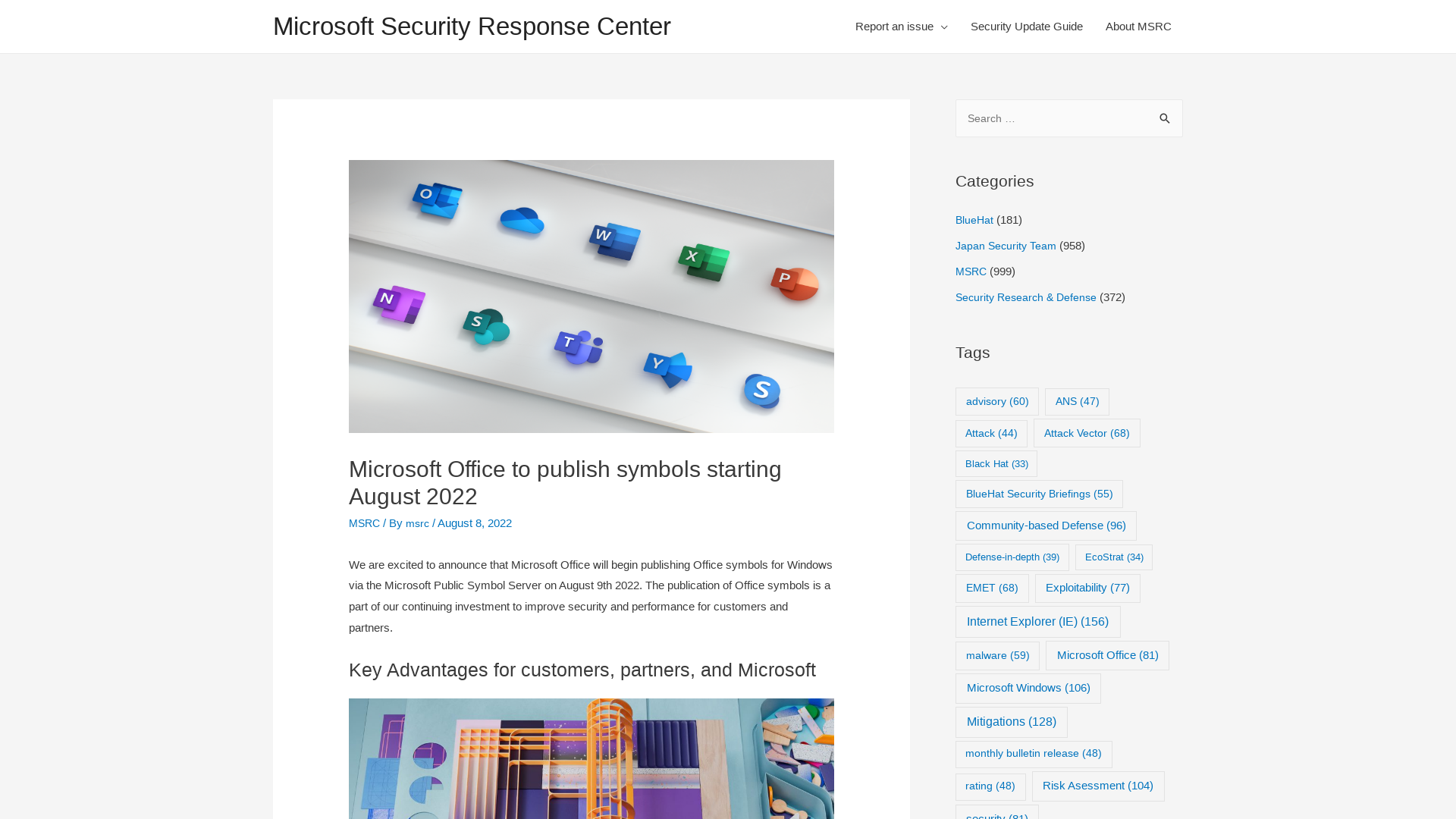Microsoft Office to publish symbols starting August 2022 – Microsoft Security Response Center