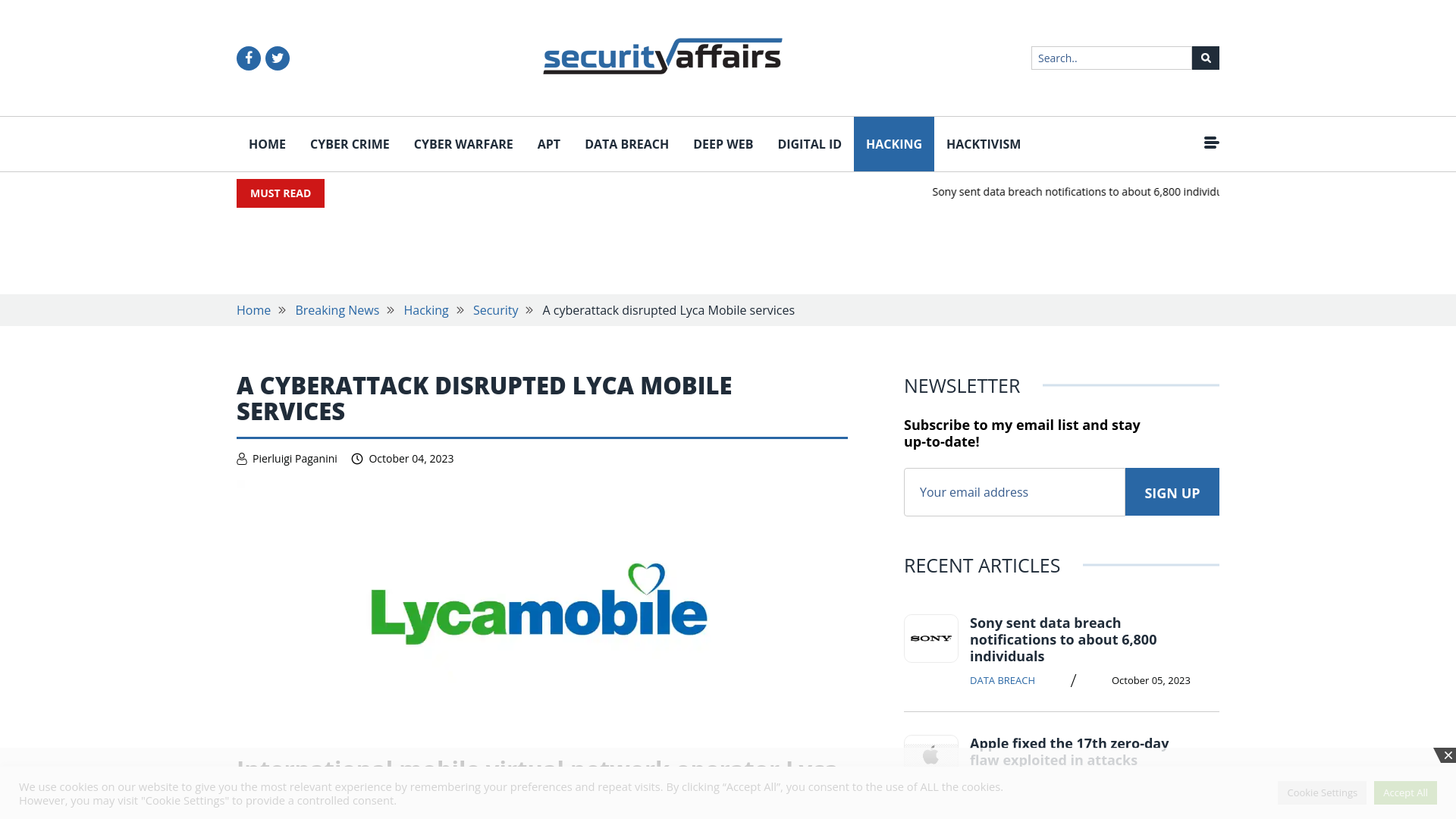 A cyberattack disrupted Lyca Mobile services