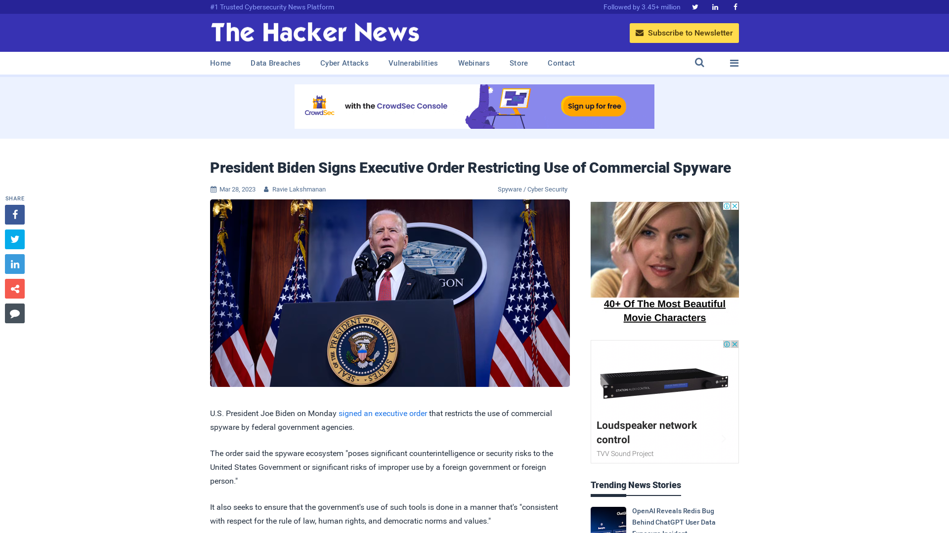 President Biden Signs Executive Order Restricting Use of Commercial Spyware