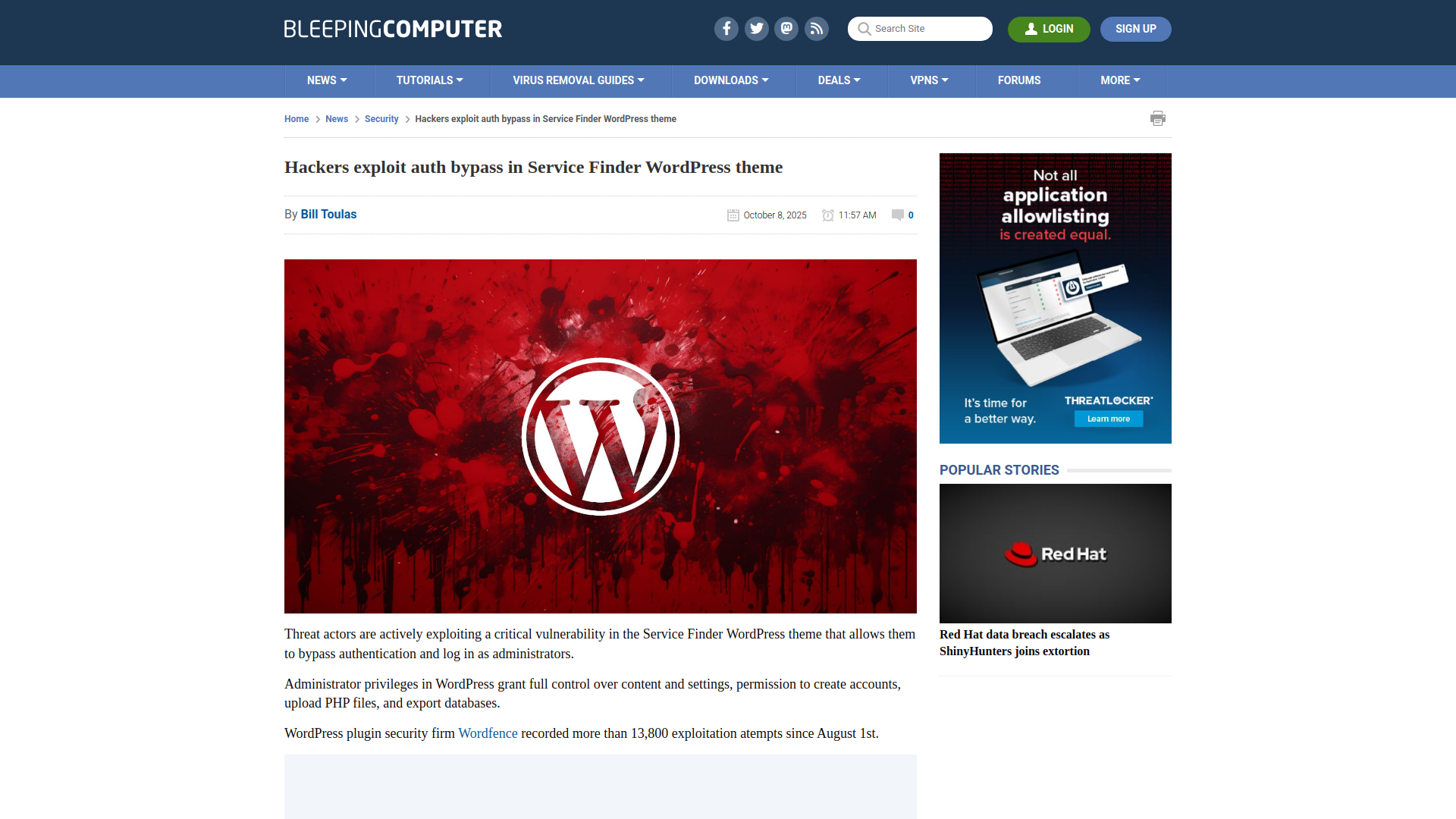Hackers exploit auth bypass in Service Finder WordPress theme