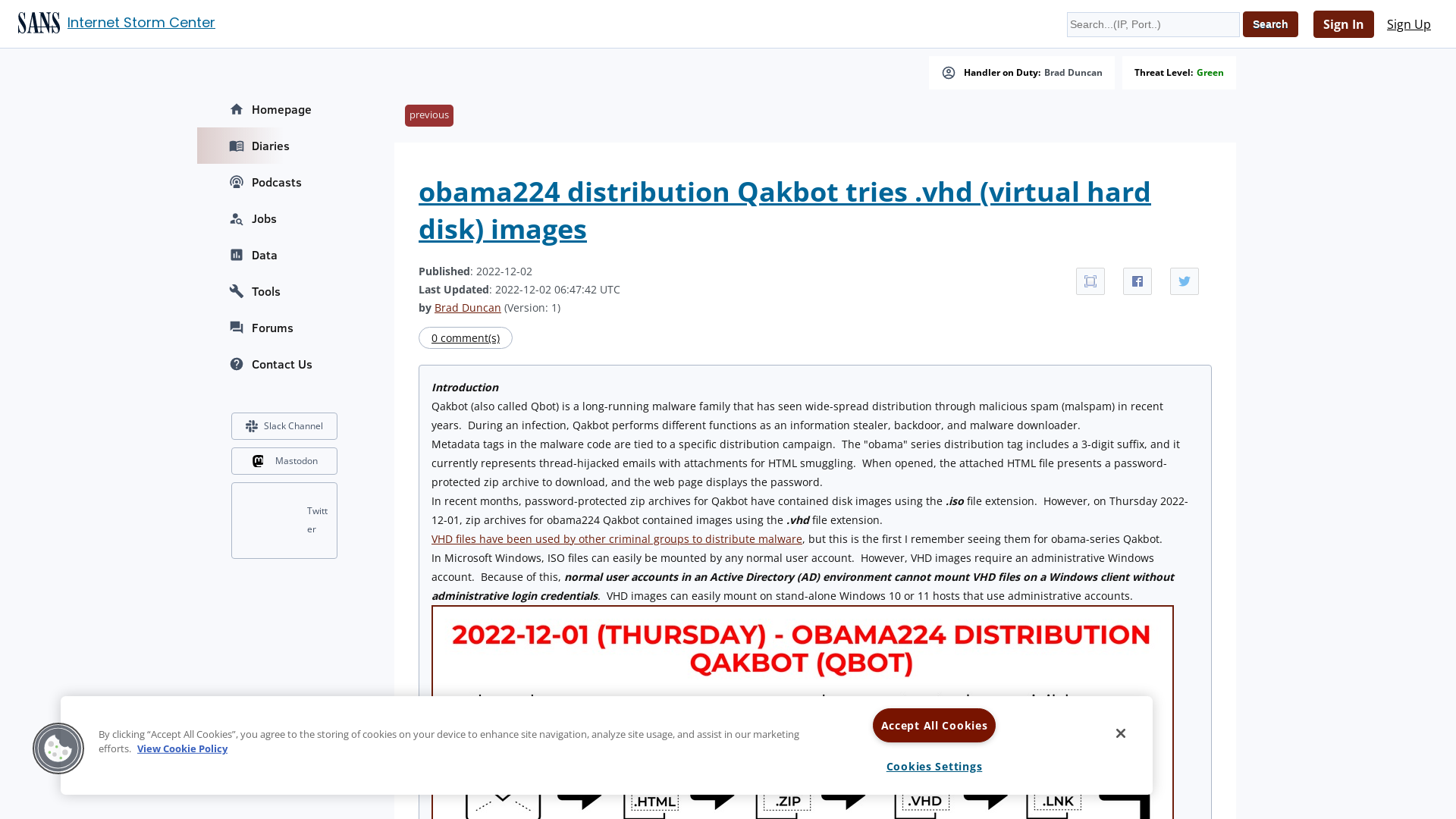 InfoSec Handlers Diary Blog - SANS Internet Storm Center