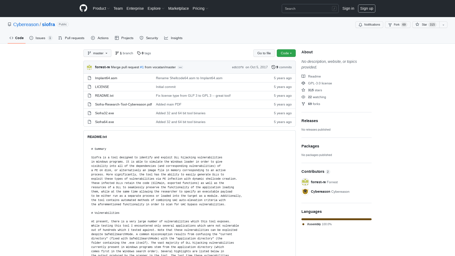 GitHub - Cybereason/siofra