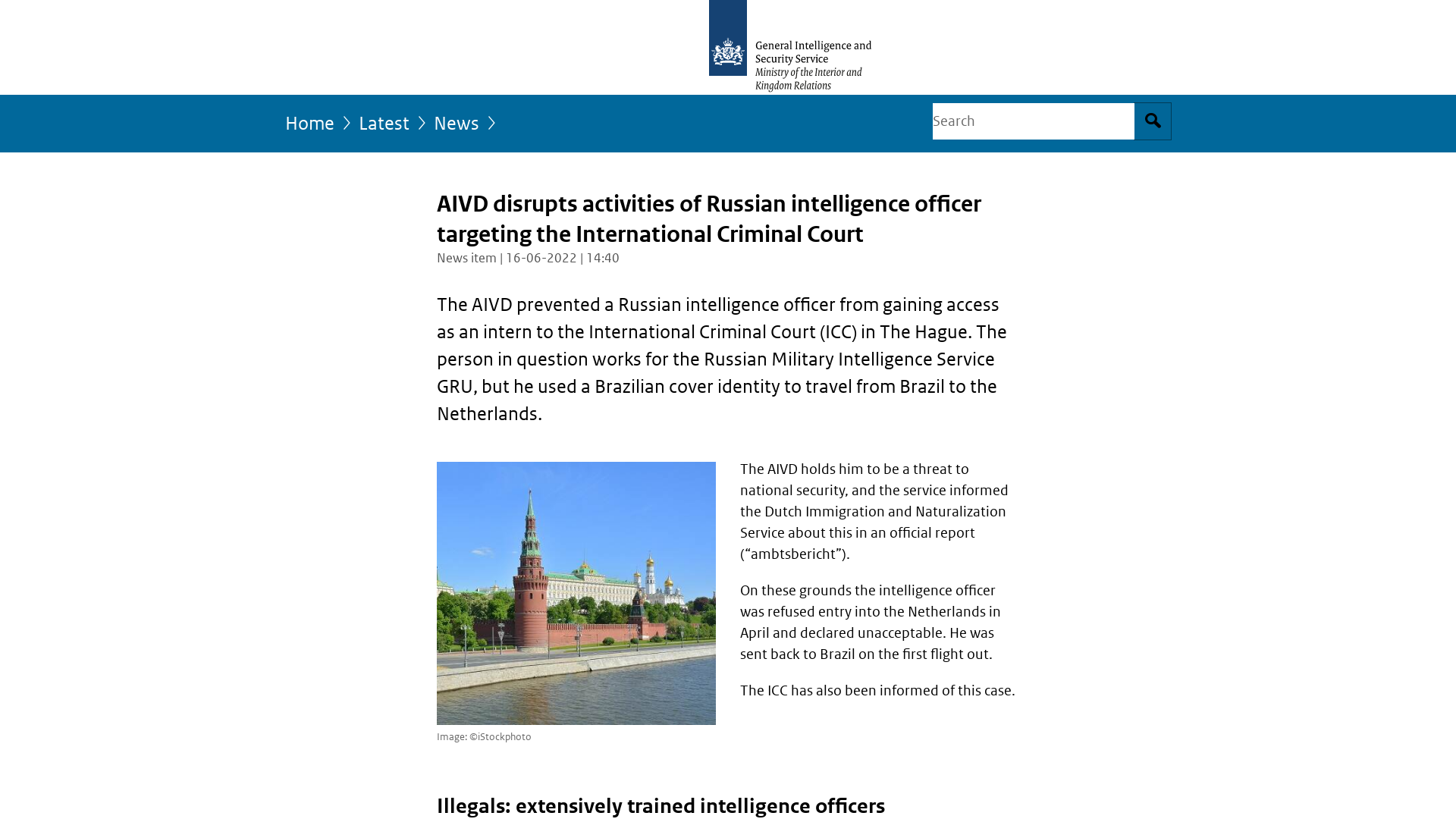 AIVD disrupts activities of Russian intelligence officer targeting the International Criminal Court | News item | AIVD
