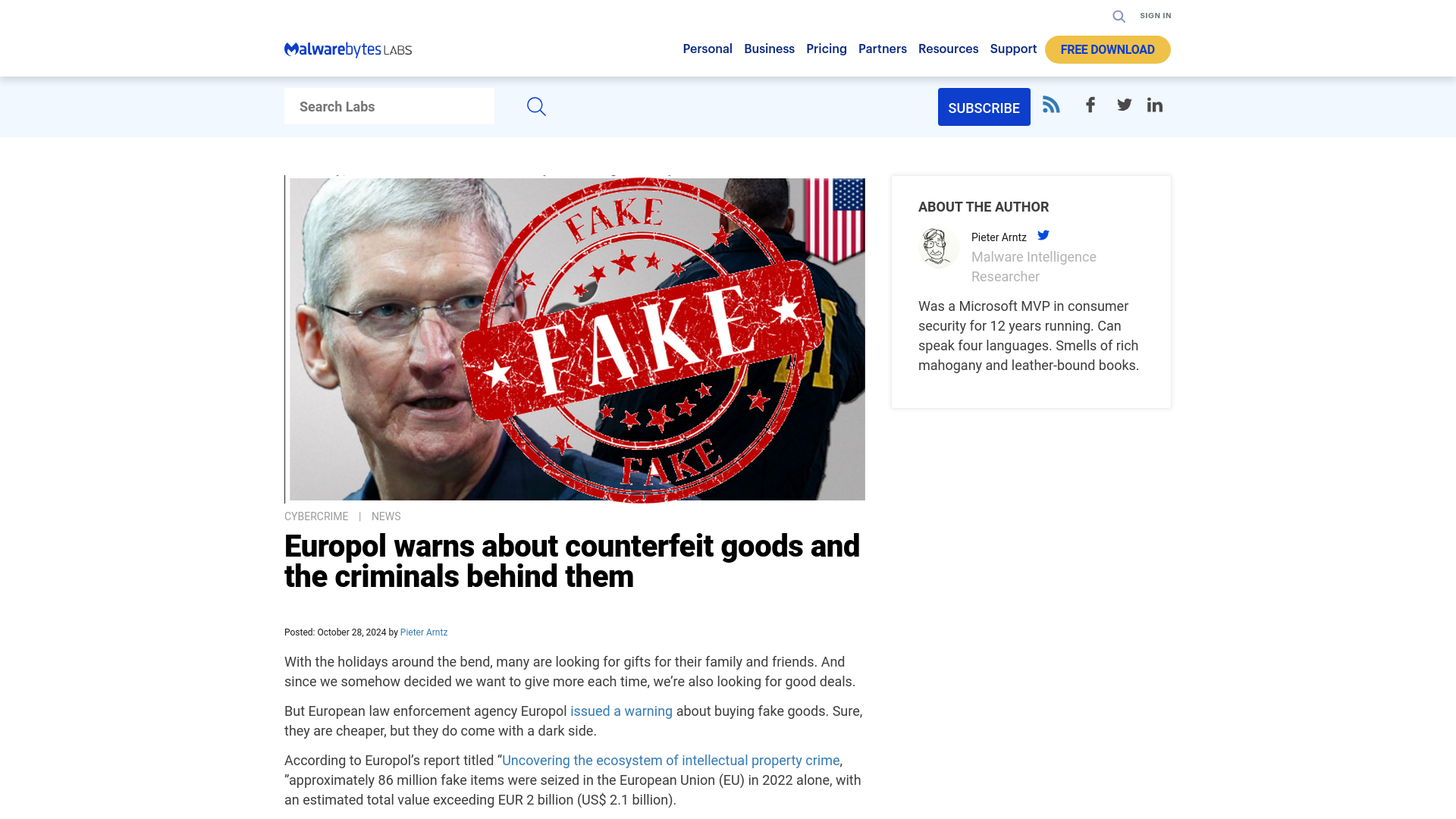 Europol warns about counterfeit goods and the criminals behind them | Malwarebytes