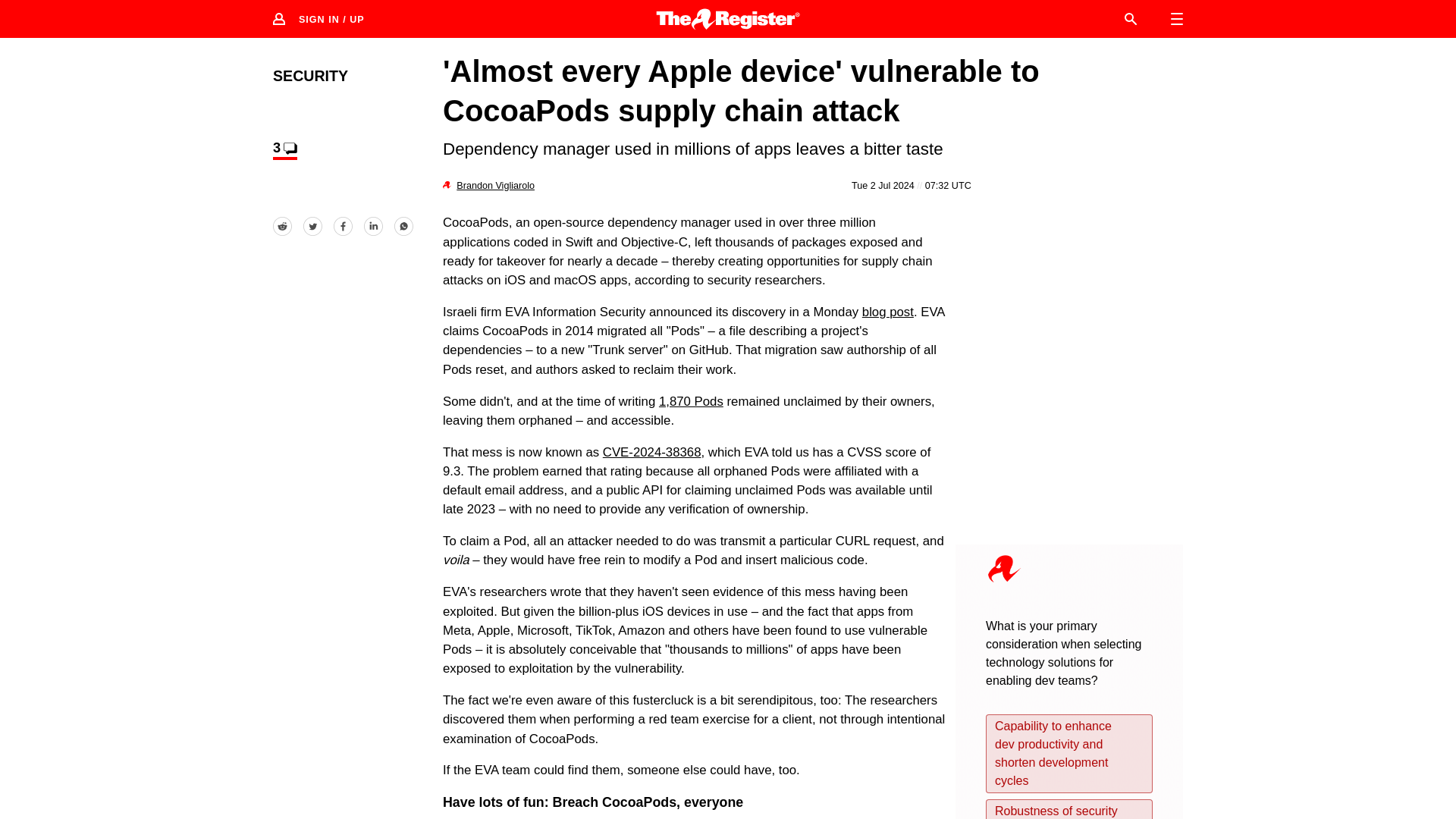 'Almost every Apple device' vulnerable to CocoaPods • The Register