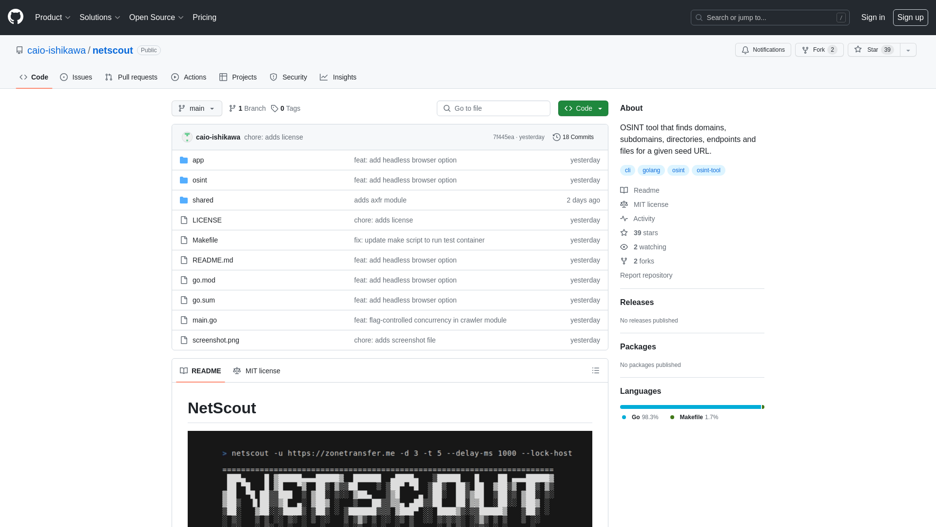 GitHub - caio-ishikawa/netscout: OSINT tool that finds domains, subdomains, directories, endpoints and files for a given seed URL.